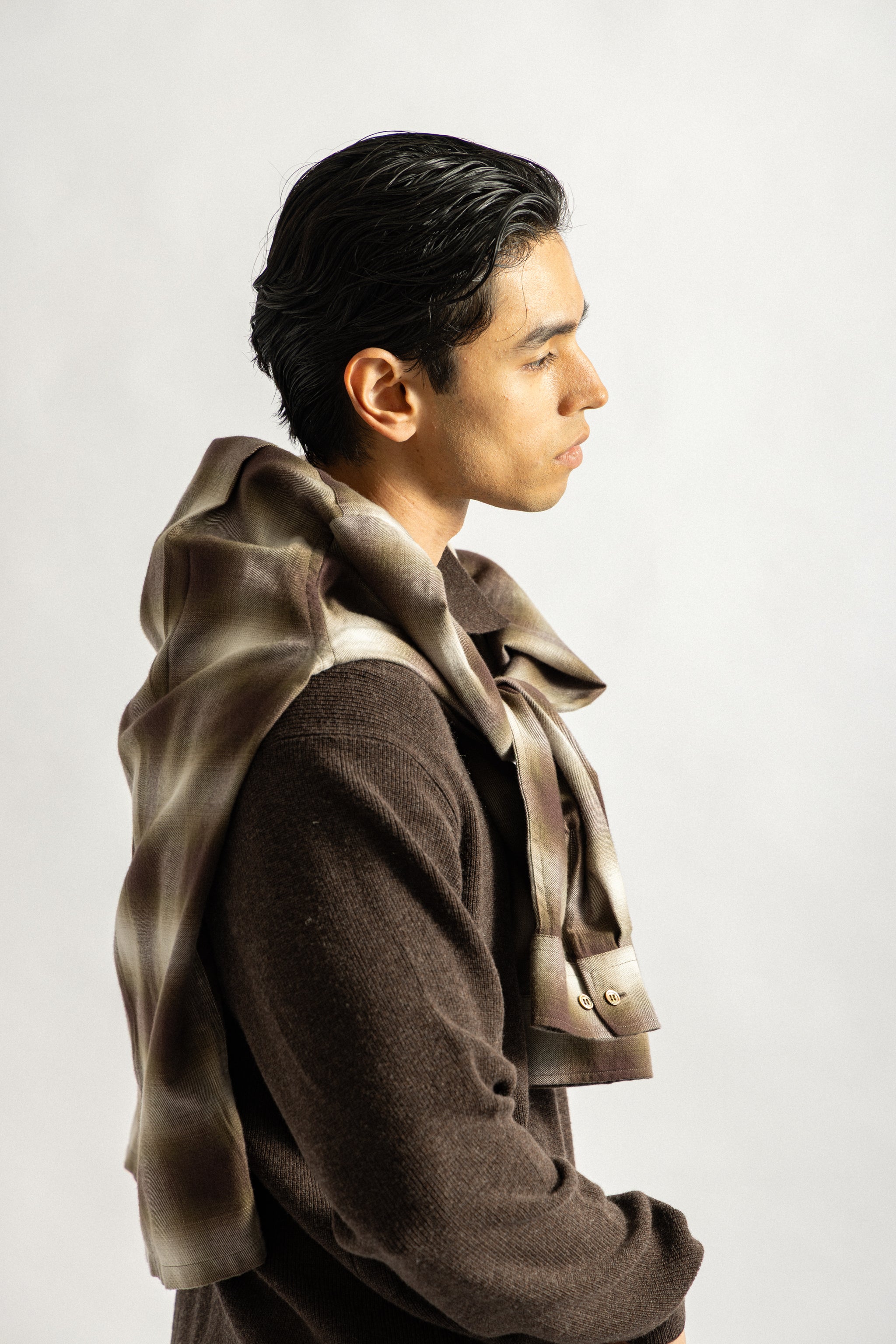 Saturdays NYC Marco Ombre Check Shirt in Olive Green
