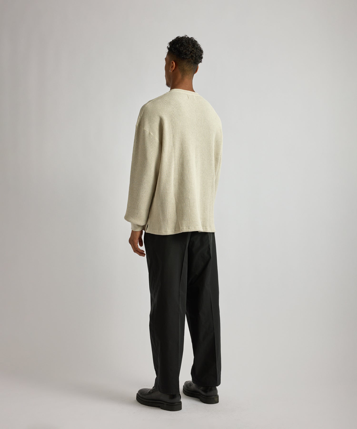 Saturdays NYC Alex Heavy Waffle Relaxed Top in Light Gray