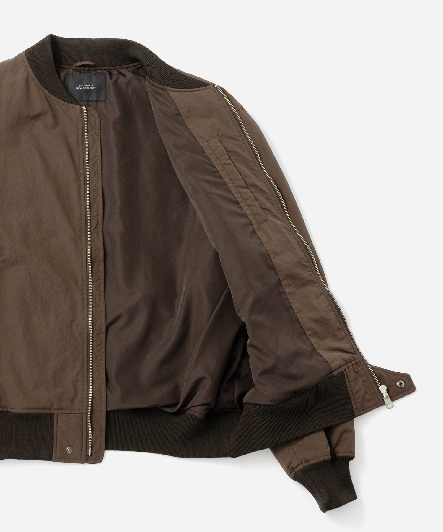 Saturdays NYC Goose Bomber Jacket in Dark Brown