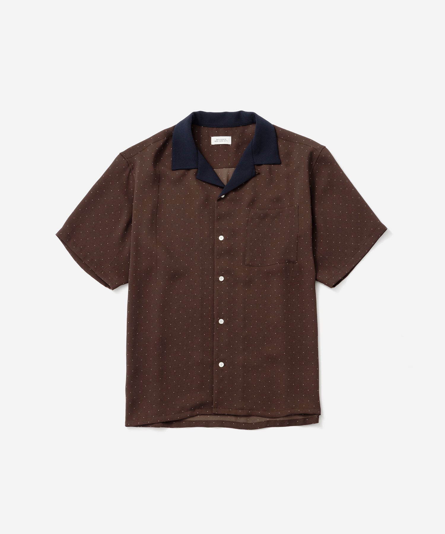 Saturdays NYC Hester Dot Print Short Sleeve Shirt in Dark Brown