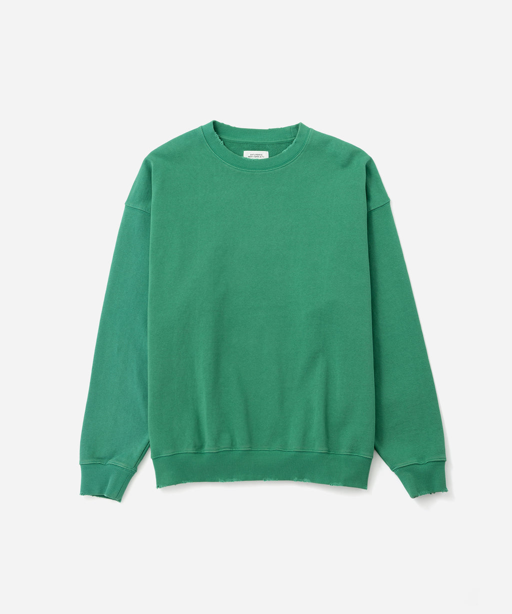 Saturdays NYC Bowery Garment Dyed Slash Sweatshirt in Green