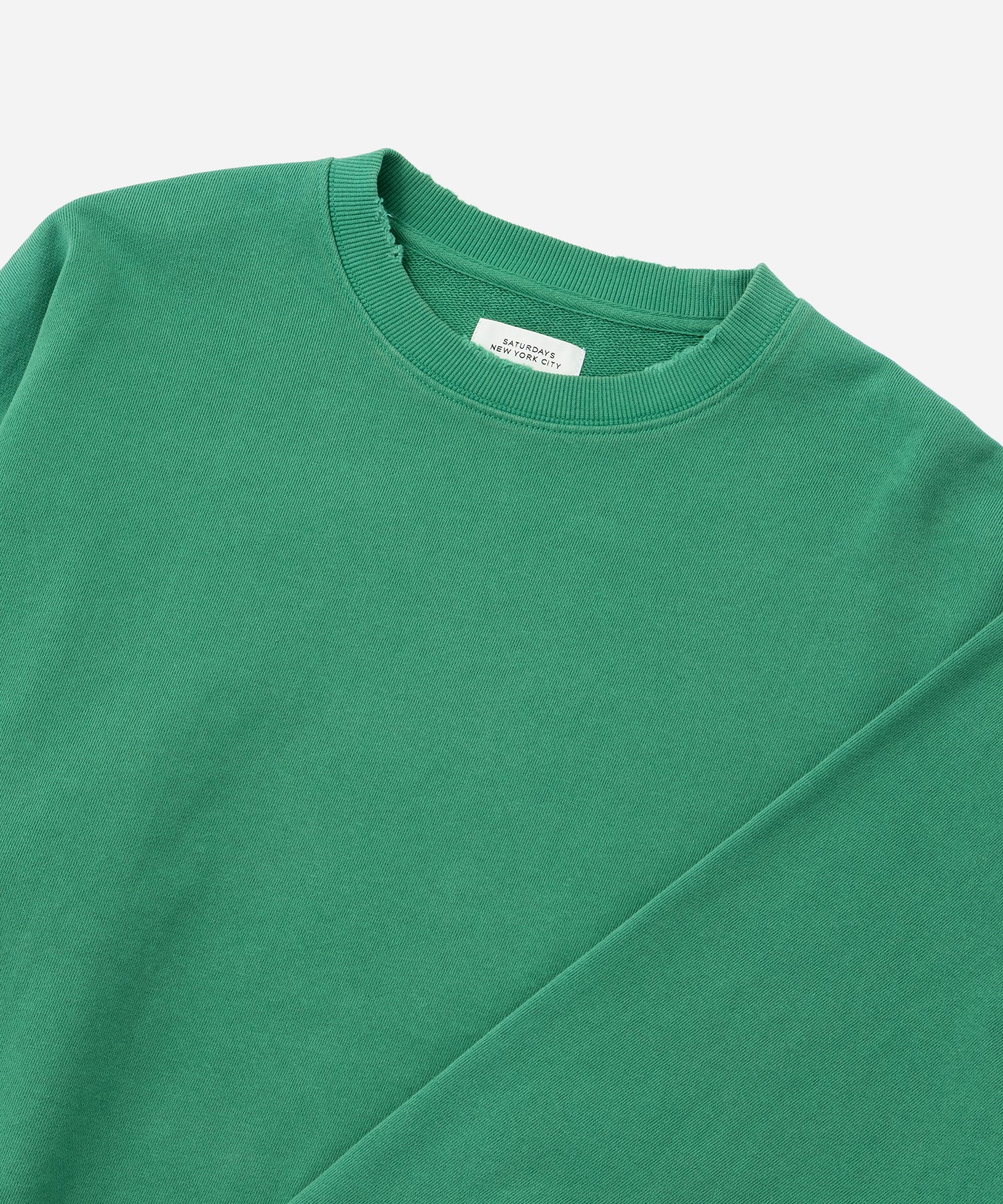Saturdays NYC Bowery Garment Dyed Slash Sweatshirt in Green