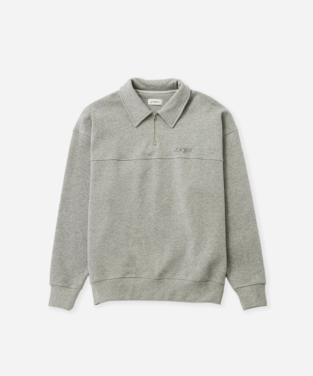 Saturdays NYC Mott Relaxed Quarter Zip Sweatshirt in Gray