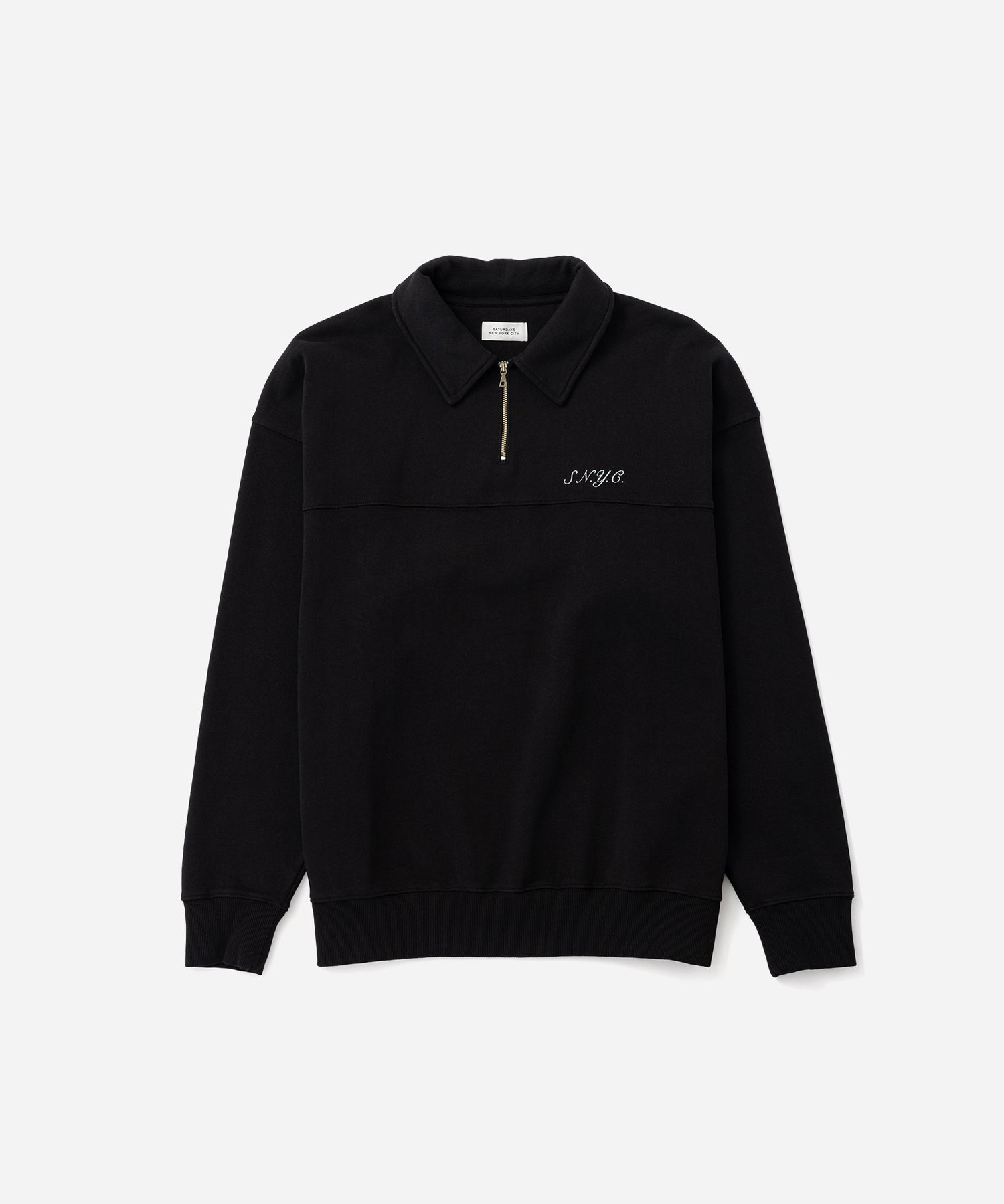 Saturdays NYC Mott Relaxed Quarter Zip Sweatshirt in Black