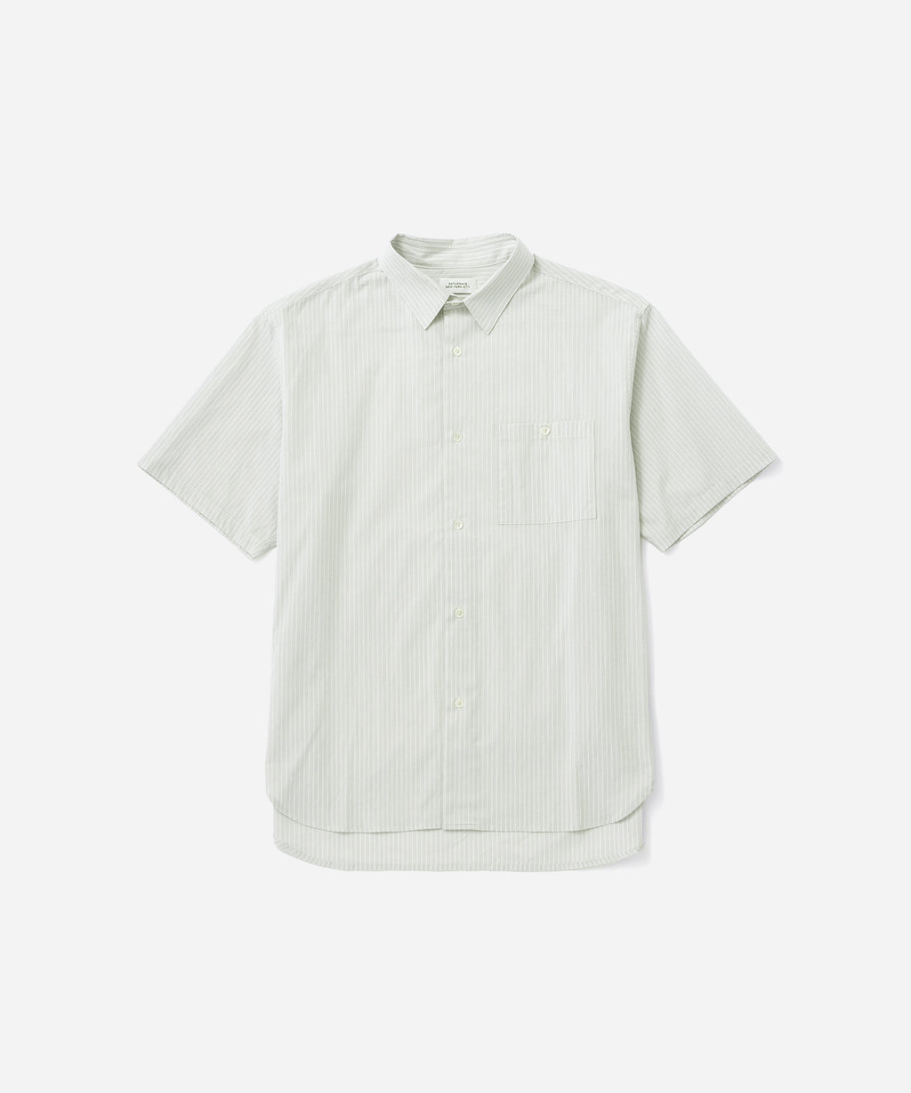 Saturdays NYC Bruce Stripe Short Sleeve Shirt in Light Gray