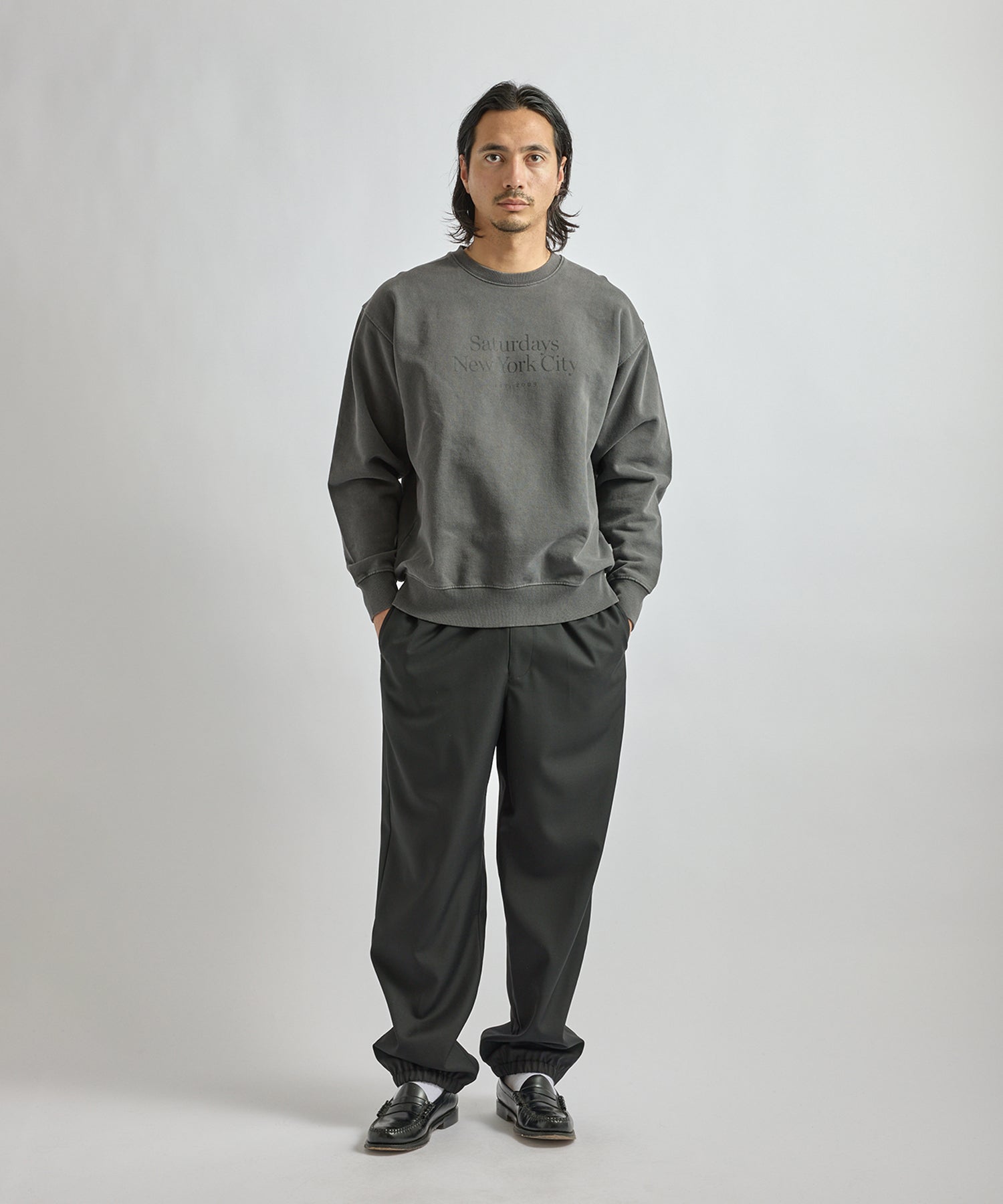Saturdays NYC Bowery Miller Standard Crew Sweatshirt in Charcoal