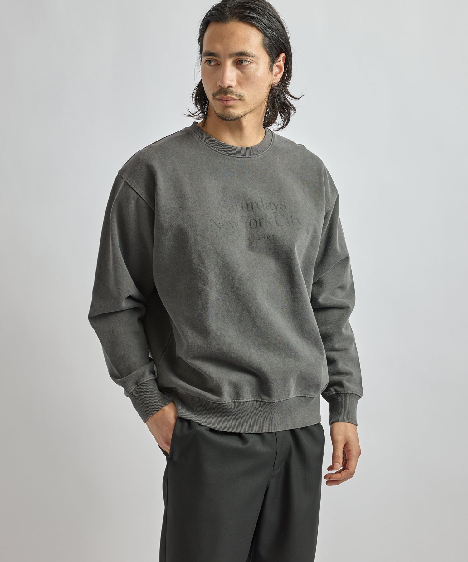 Saturdays NYC Bowery Miller Standard Crew Sweatshirt in Charcoal