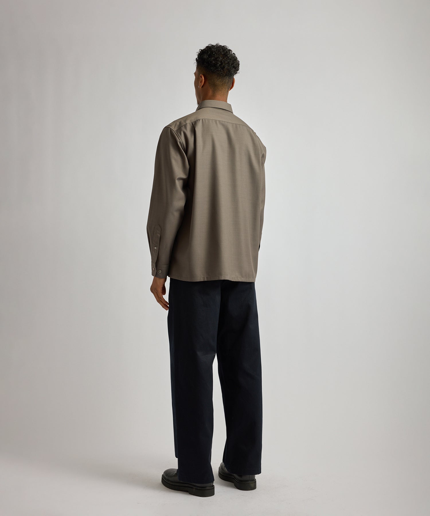 Saturdays NYC Kenmare Tropical Wool Long Sleeve Shirt in Gray