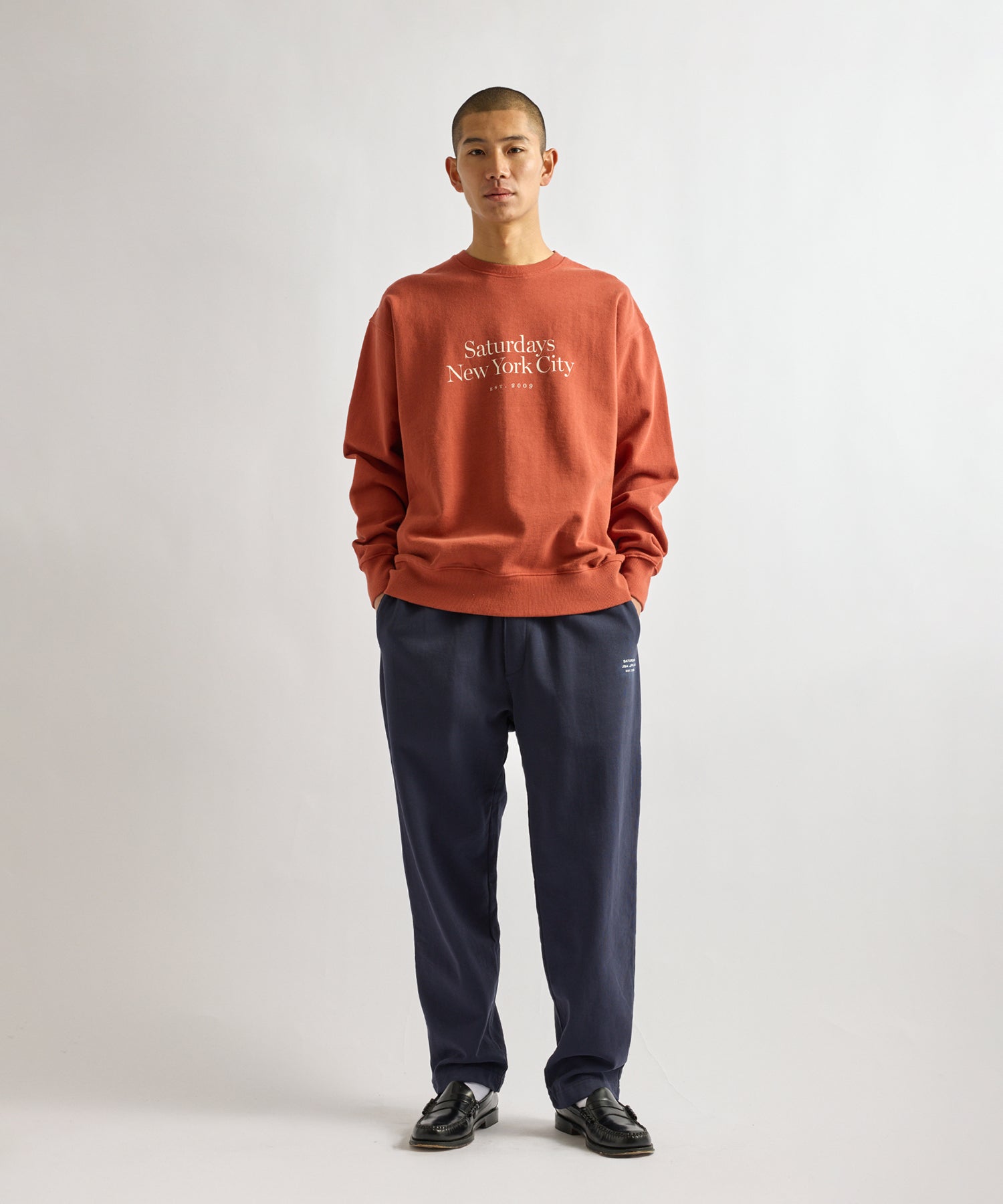 Saturdays NYC Bowery Miller Standard Crew Sweatshirt in Brick