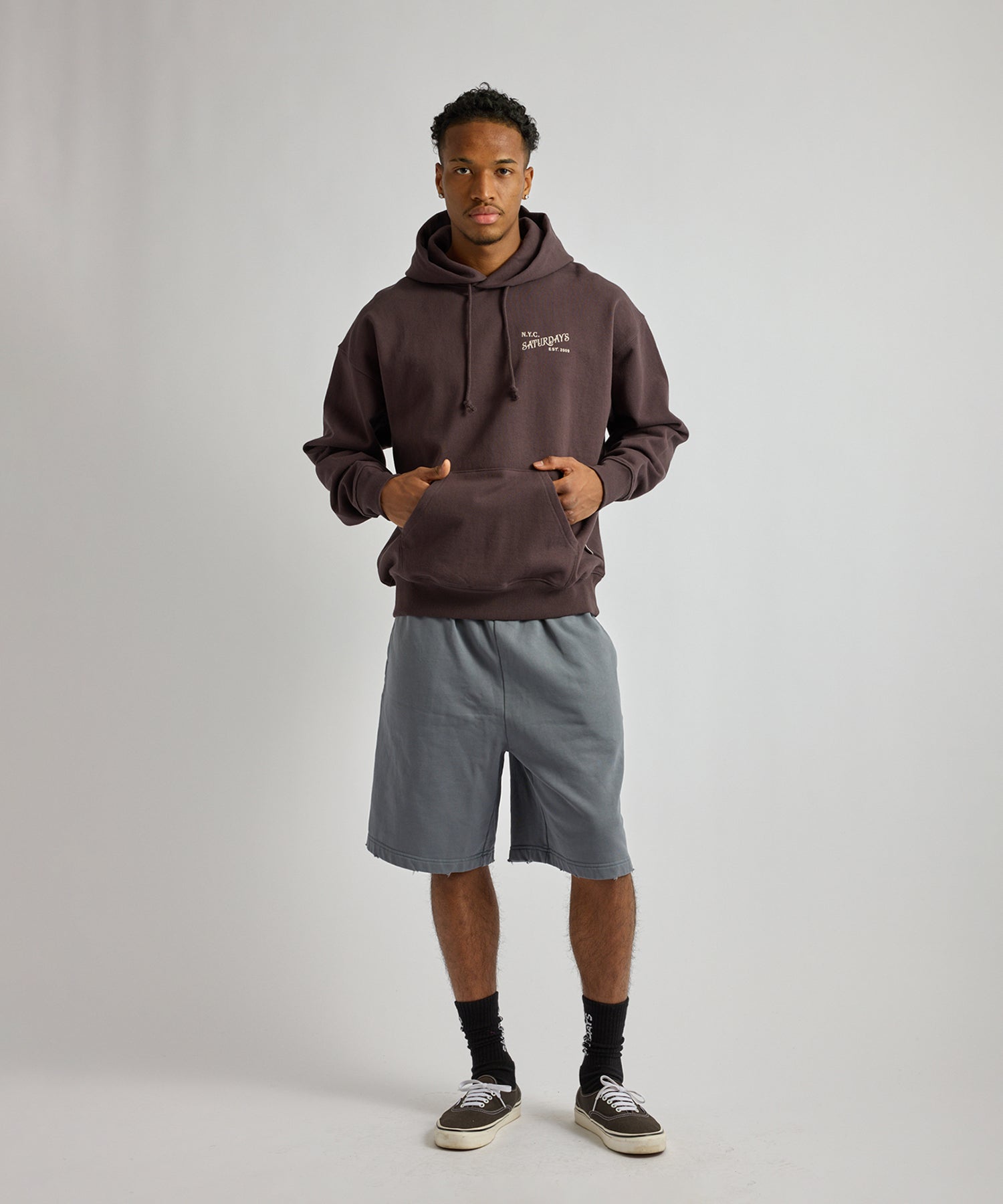 Saturdays NYC Austin Super Vintage Sweat Short in Light Blue