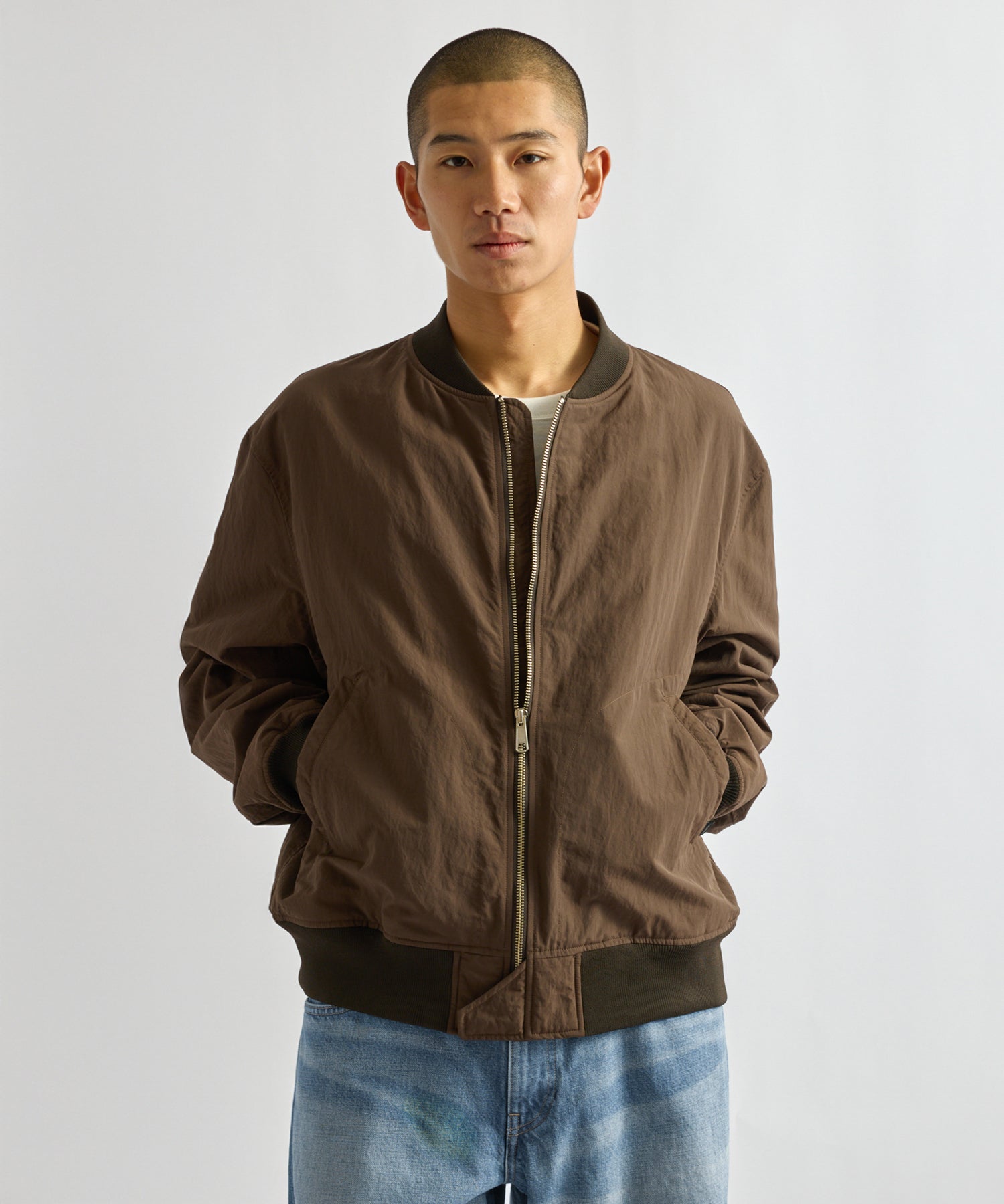 Saturdays NYC Goose Bomber Jacket in Dark Brown