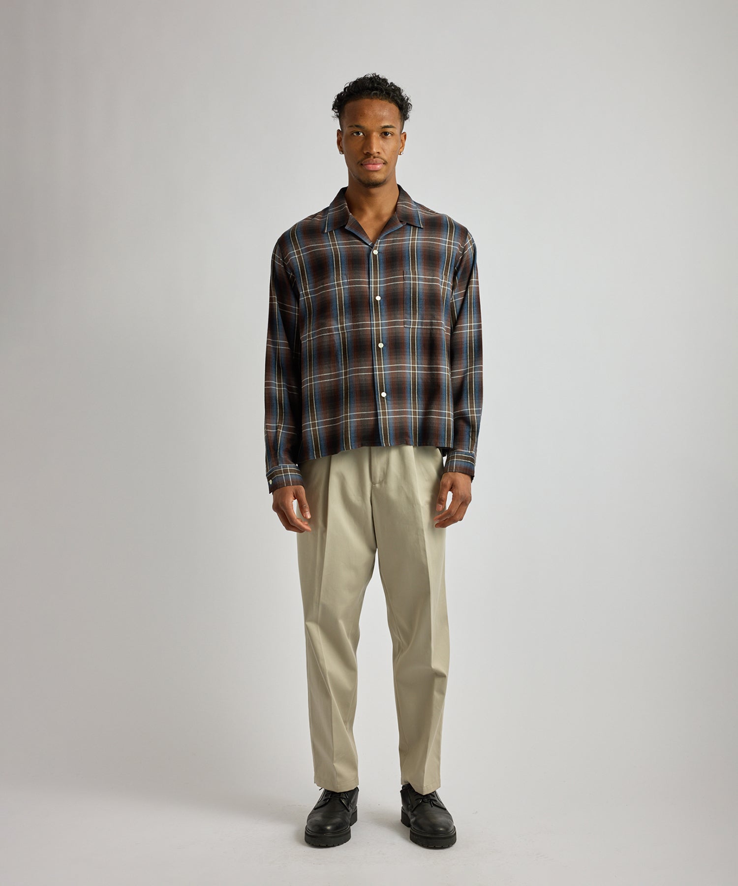 Saturdays NYC Marco Vintage Check Long Sleeve Shirt in Blue