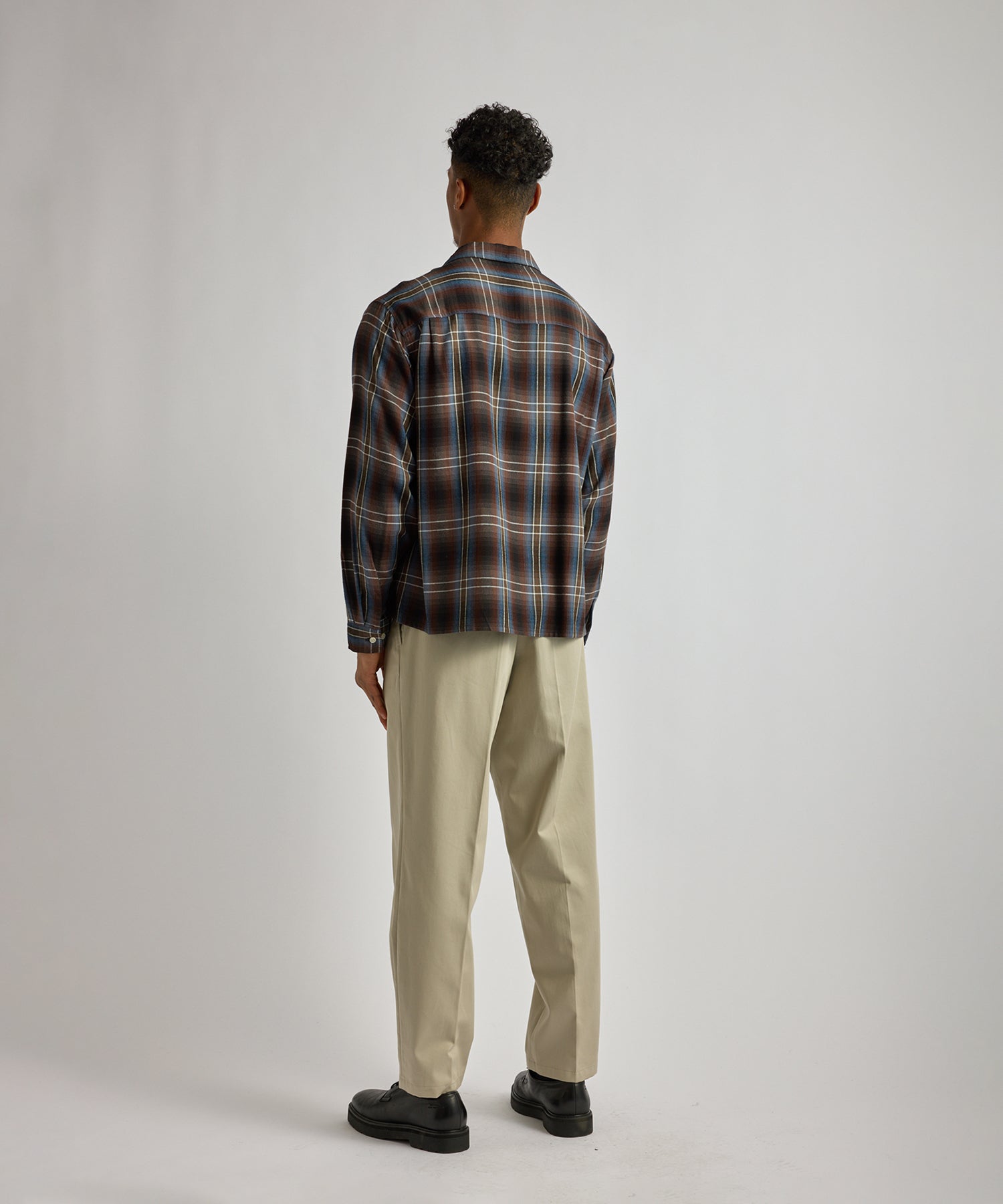 Saturdays NYC Marco Vintage Check Long Sleeve Shirt in Blue