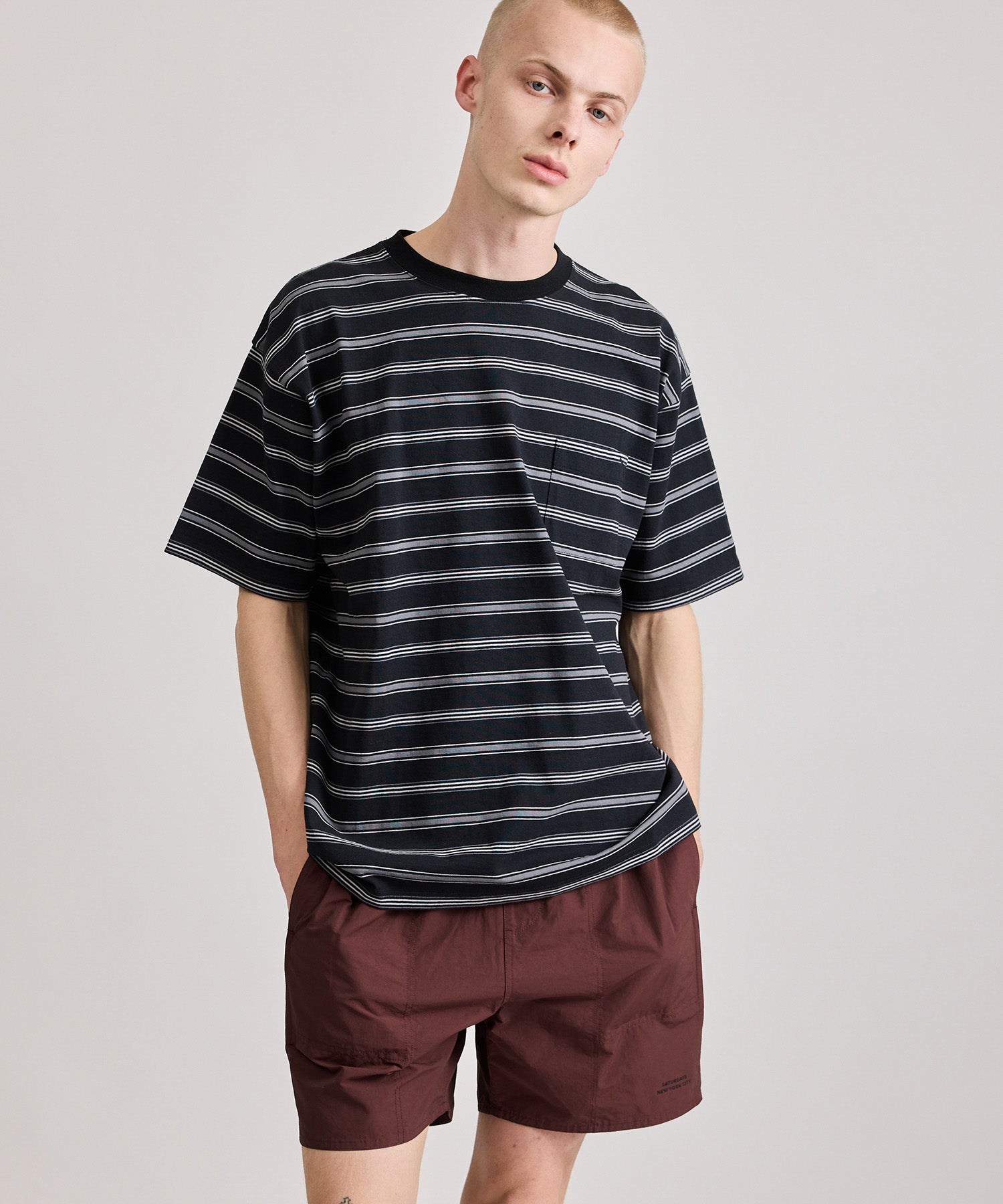 Multi Stripe Relaxed Short Sleeve Tee