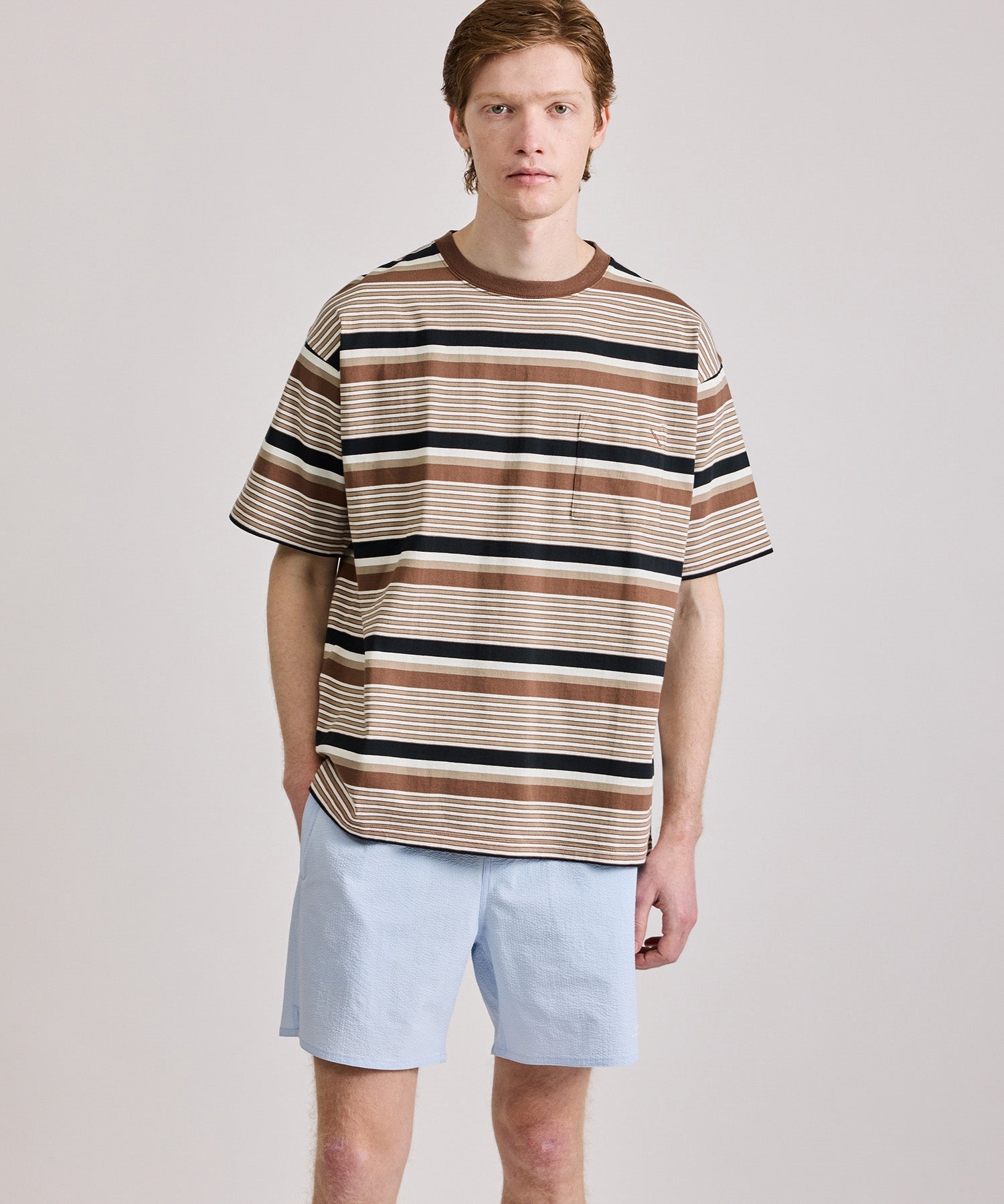 Multi Stripe Relaxed Short Sleeve Tee