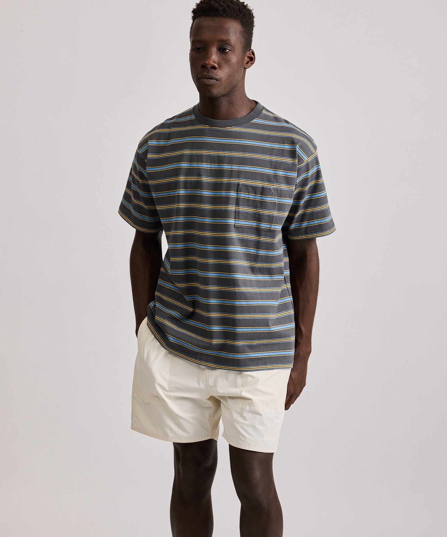 Multi Stripe Relaxed Short Sleeve Tee