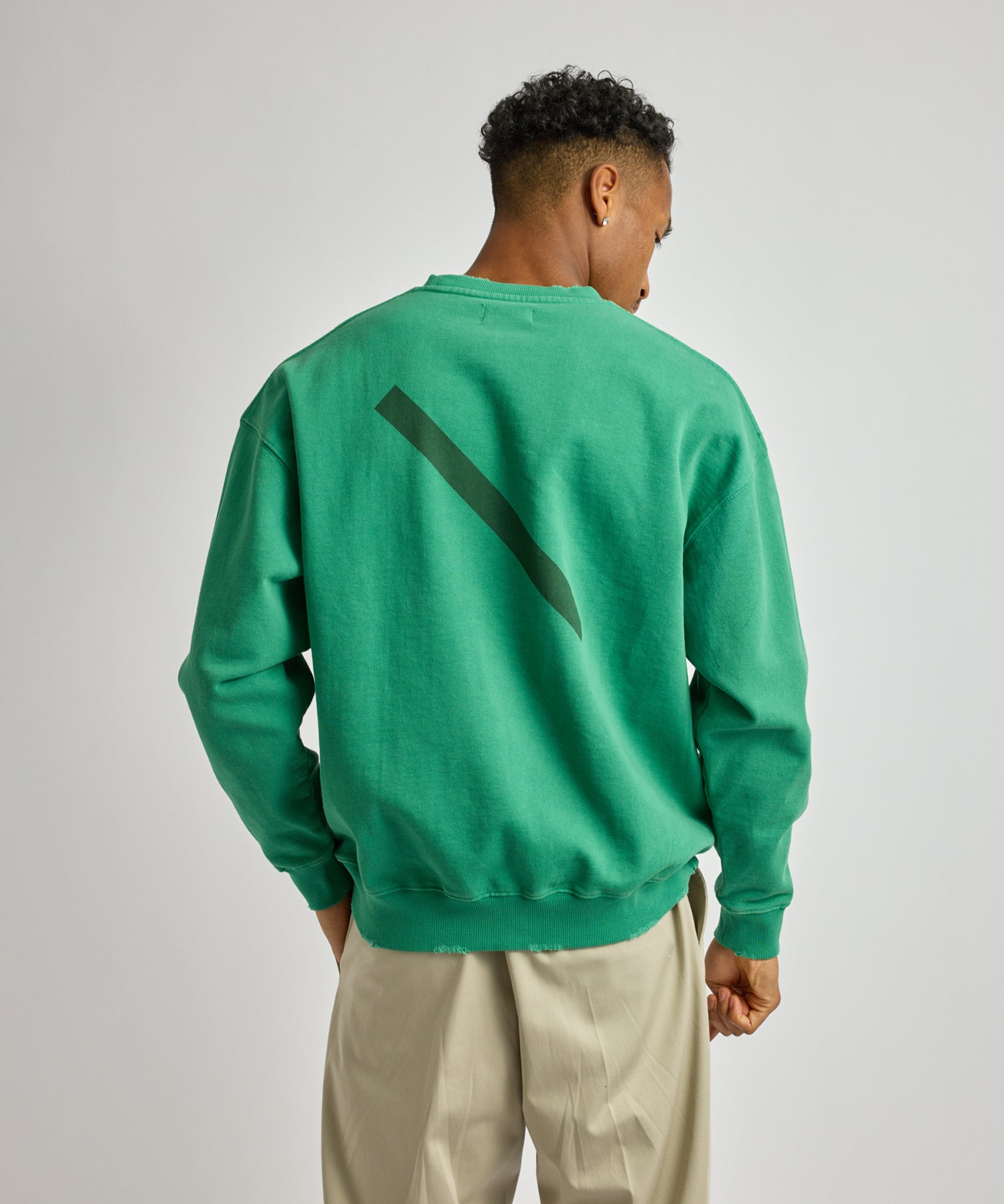 Saturdays NYC Bowery Garment Dyed Slash Sweatshirt in Green