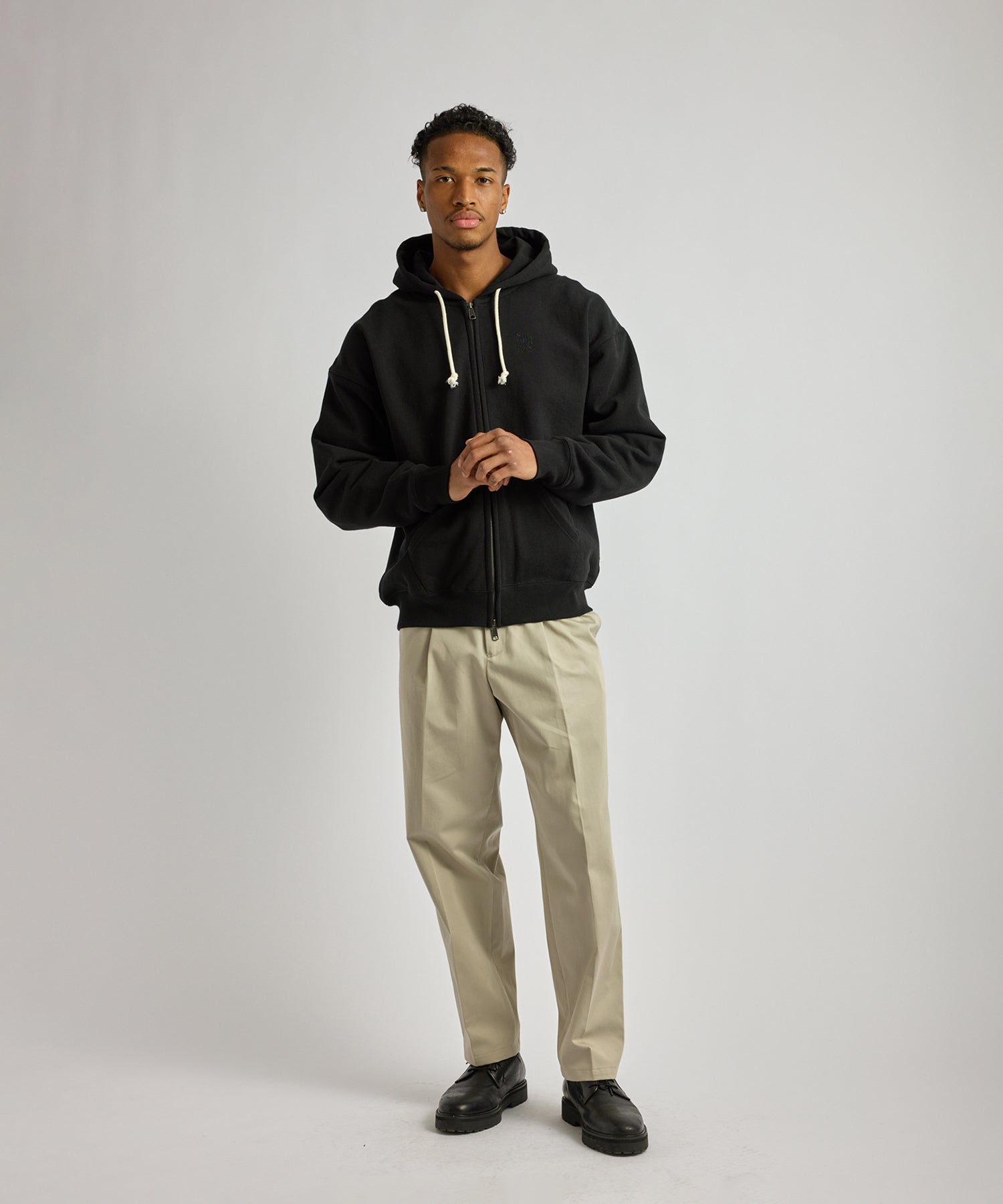 Saturdays NYC Canal Waffle Lined Zip Hoodie in Black