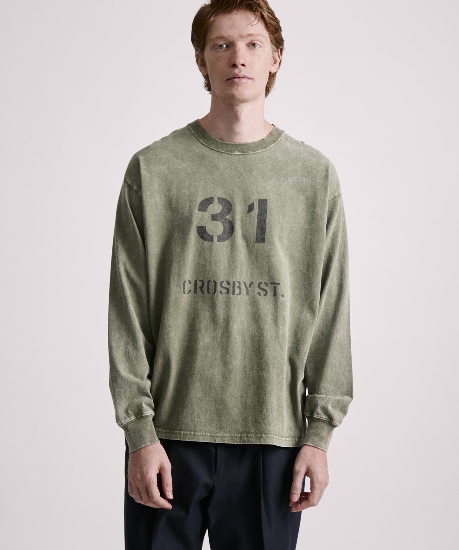 Crosby Stencil Print Relaxed Long Sleeve Tee