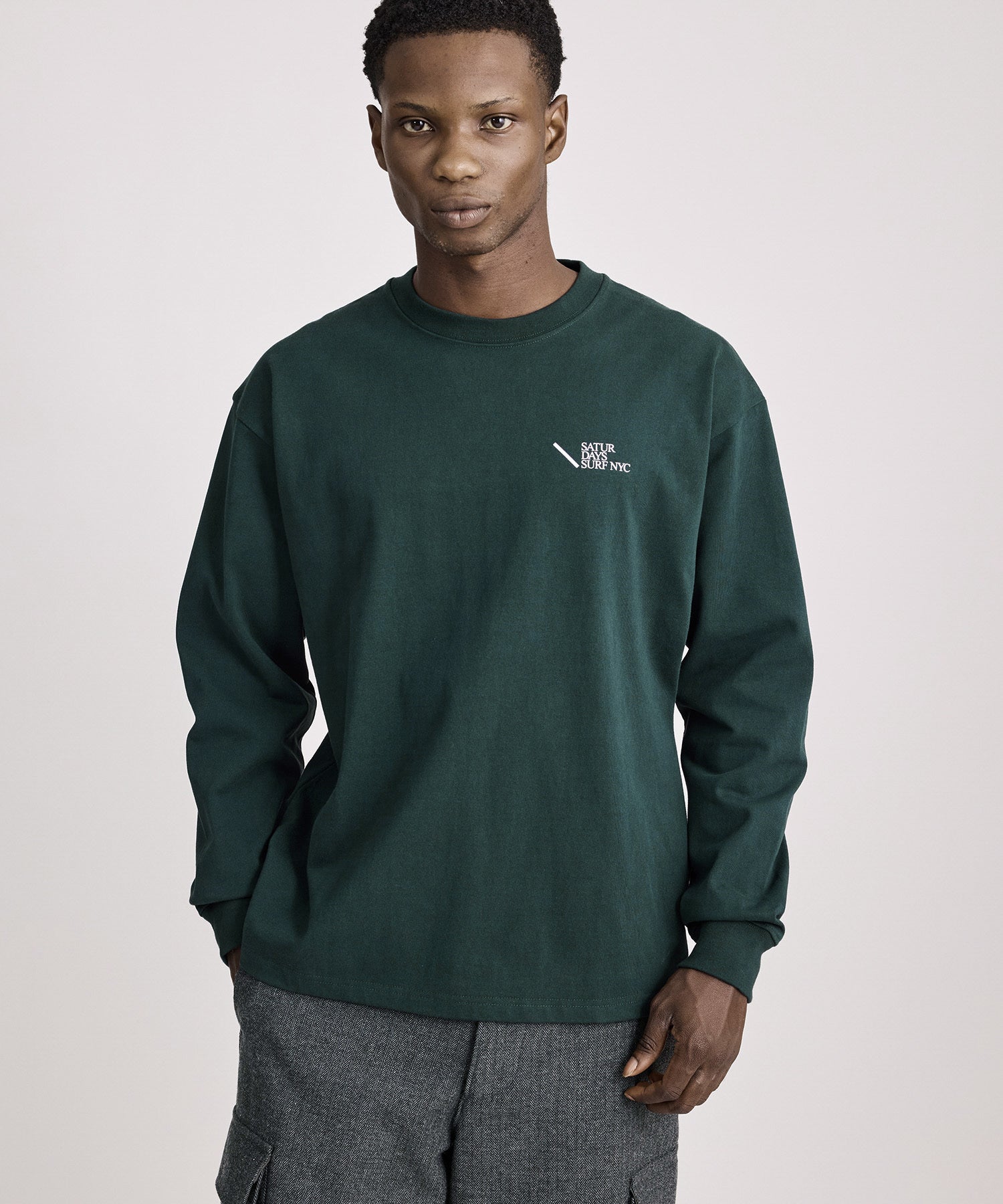 Saturdays NYC Max Weight Relaxed Surf Long Sleeve Tee in Green