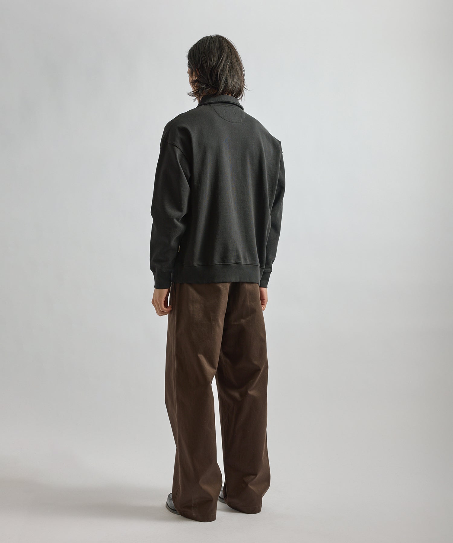 Saturdays NYC Mott Relaxed Quarter Zip Sweatshirt in Black