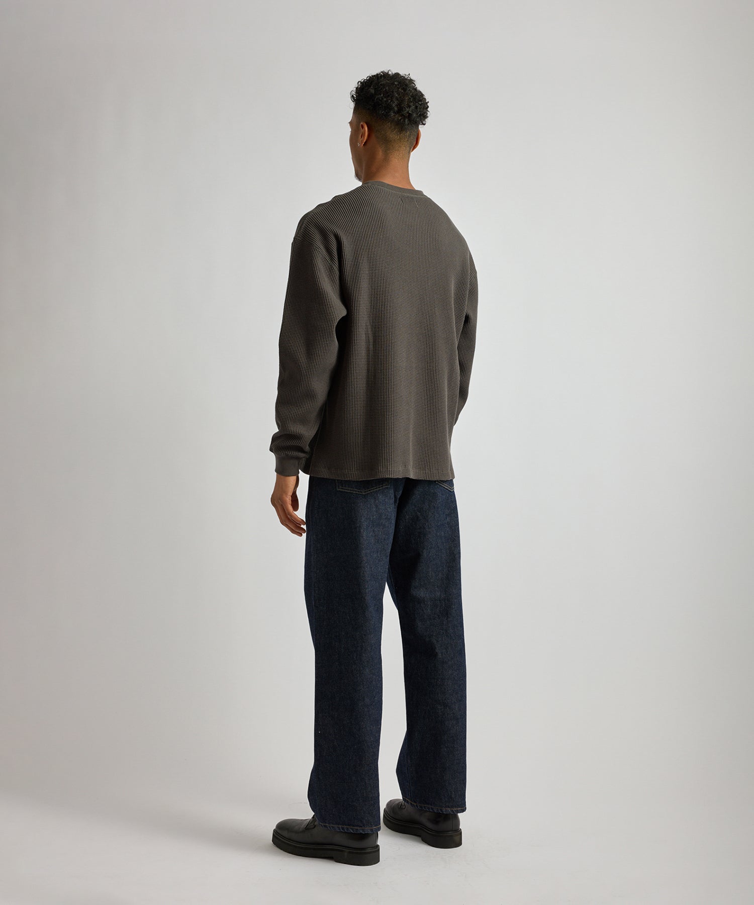 Saturdays NYC Alex Heavy Waffle Relaxed Top in Charcoal