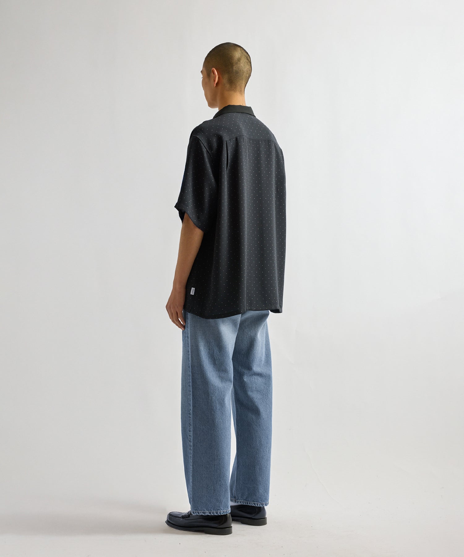 Saturdays NYC Hester Dot Print Short Sleeve Shirt in Navy