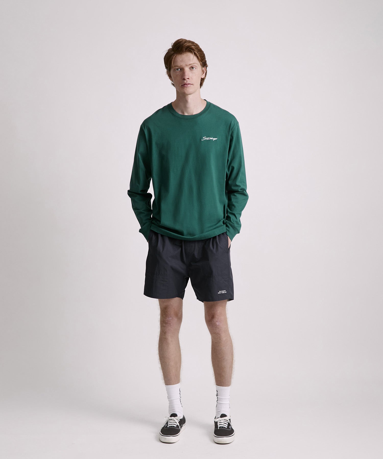 Script Embroidered Long Sleeve Tee