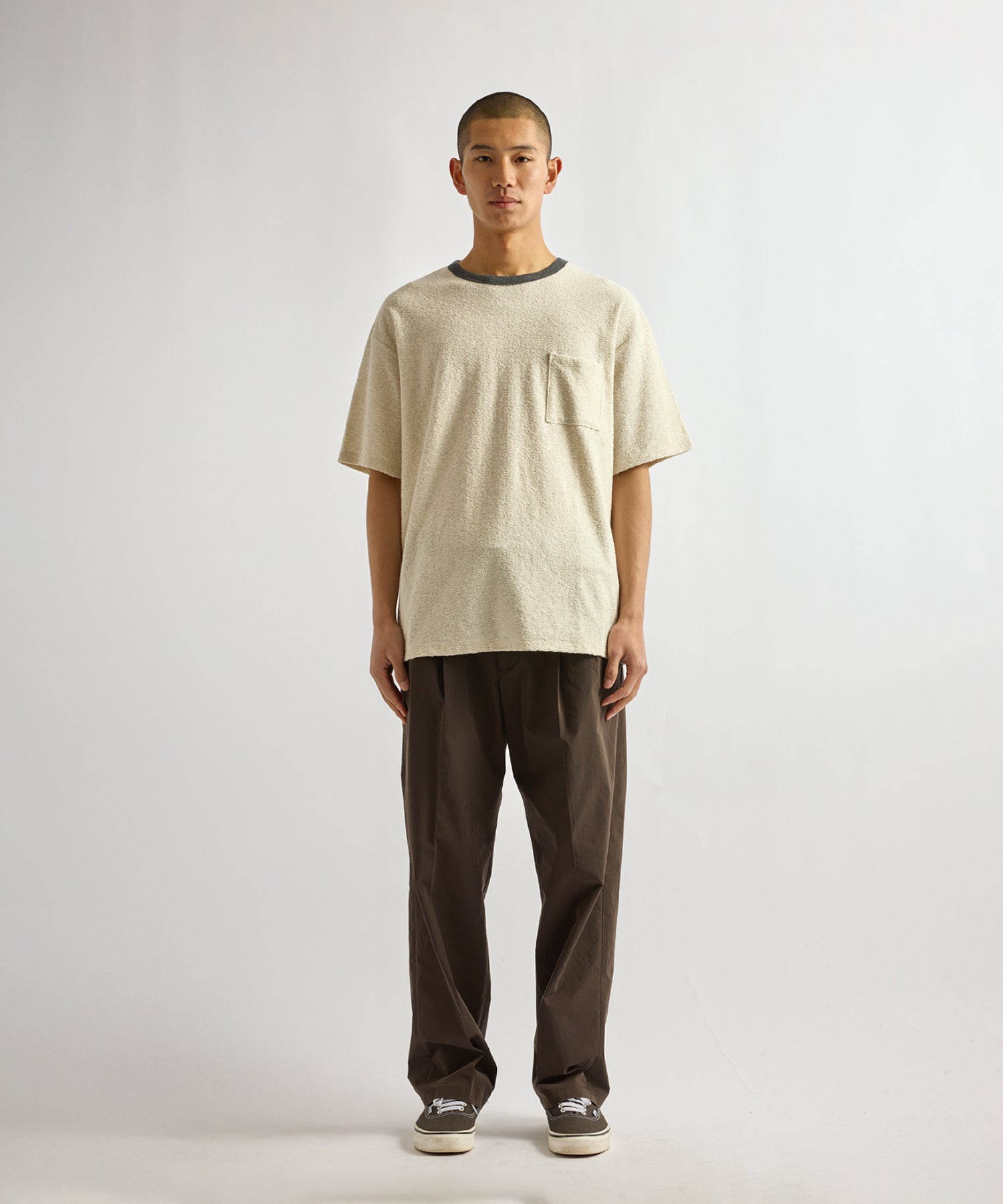 Saturdays NYC Ringer Pile Relaxed Short Sleeve Tee in Light Gray