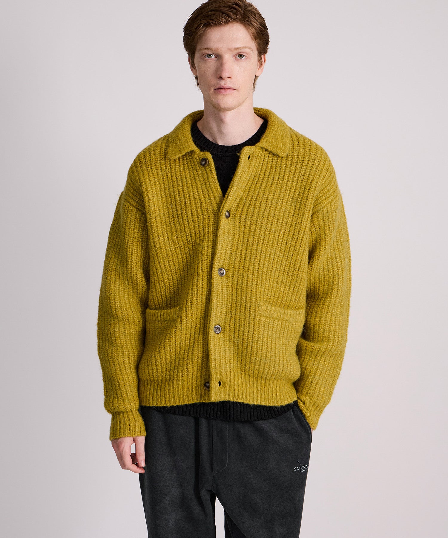 Saturdays NYC Jahmad Long Sleeve Cardigan in Yellow