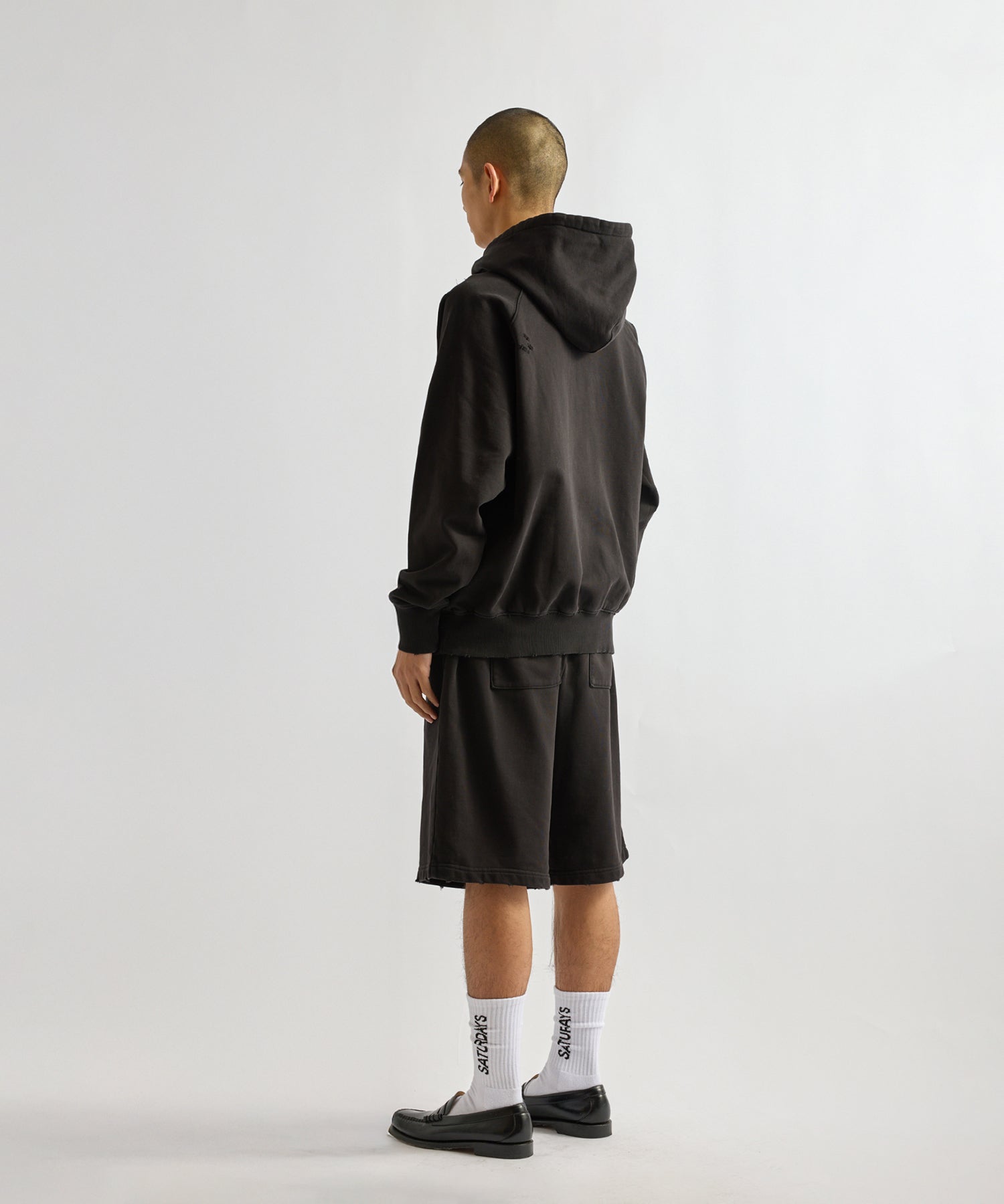 Saturdays NYC Warren Super Vintage Relaxed Hoodie in Fade Black