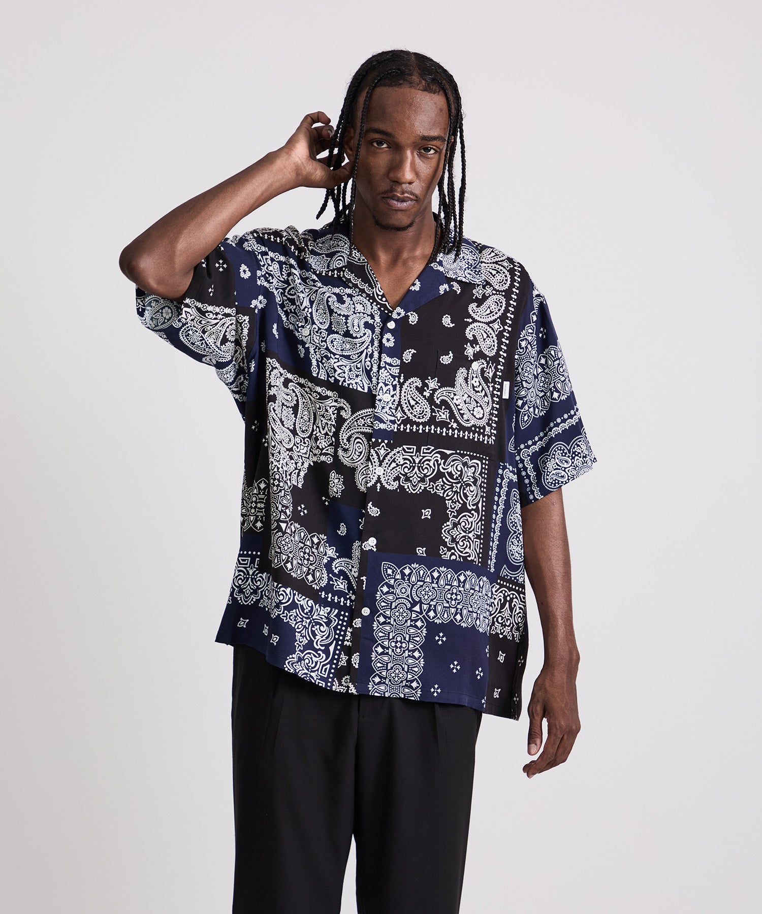 Saturdays NYC MIYAGIHIDETAKA x Saturdays Bandana Short Sleeve Shirt in Navy