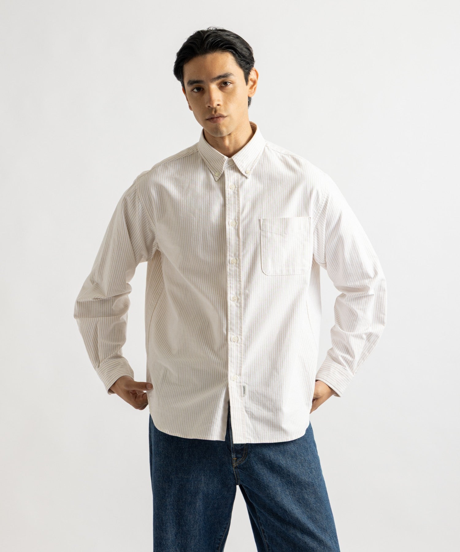 Saturdays NYC New Crosby Oxford Shirt in Beige