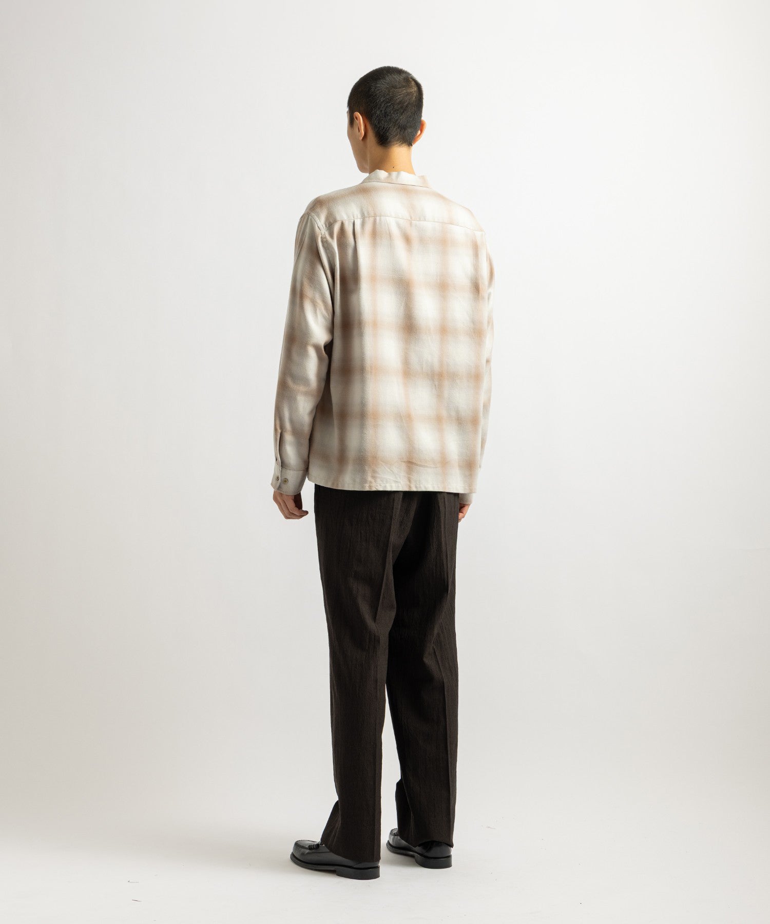 Saturdays NYC Marco Ombre Check Shirt in Ivory