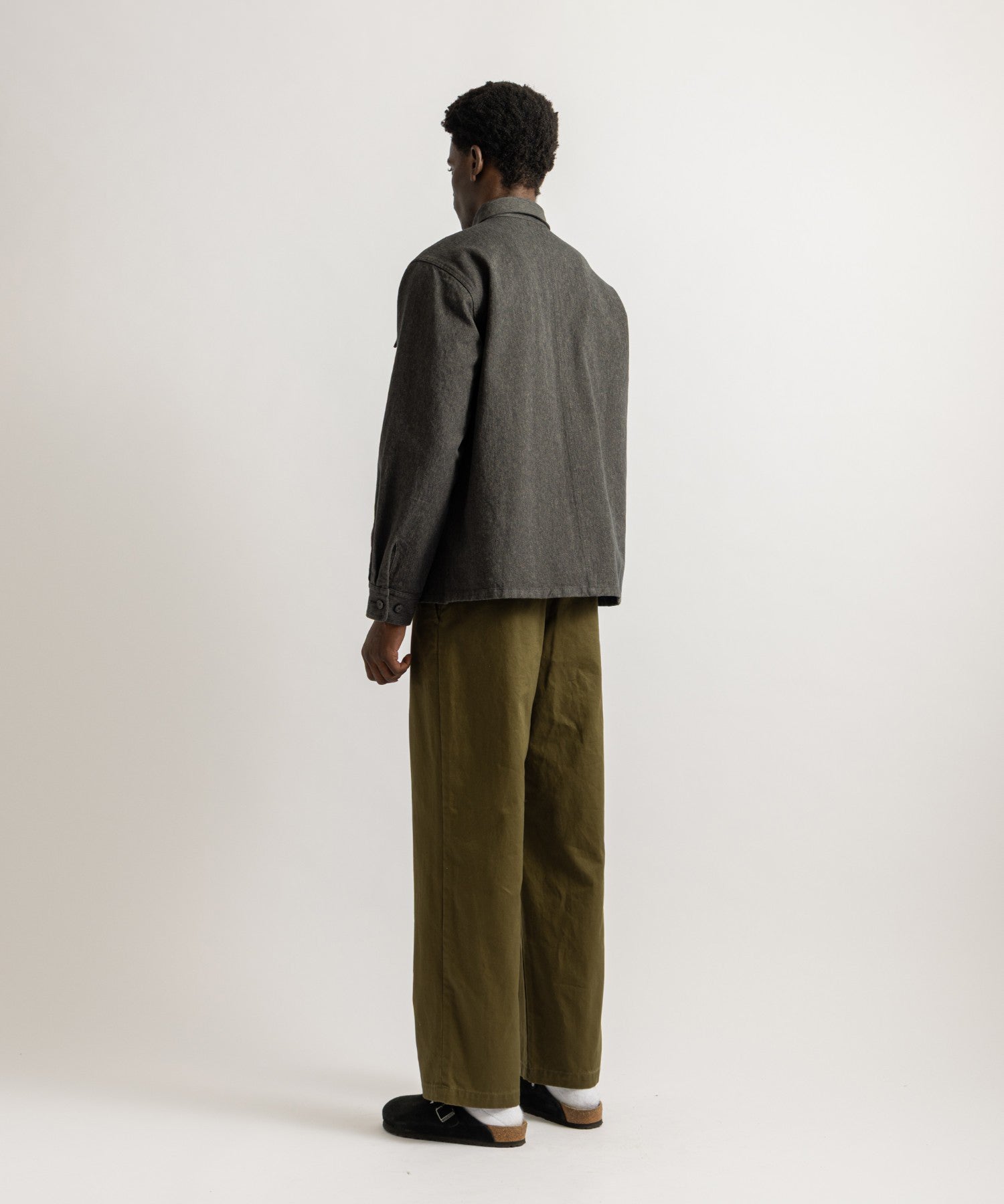 Saturdays NYC Magnus Melange Work Shirt in Charcoal