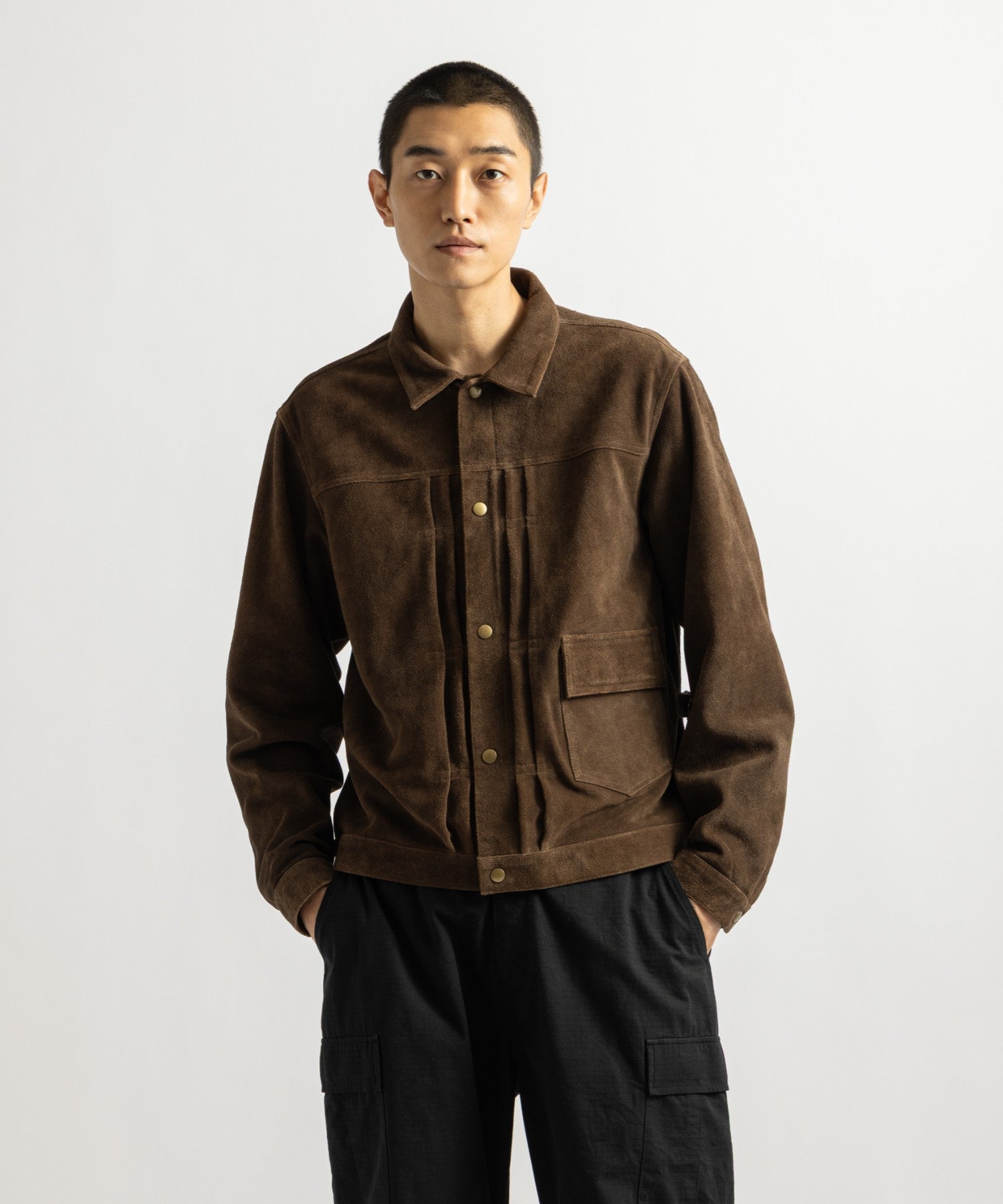 Saturdays NYC Emil Type-1 Suede Leather Jacket in Brown