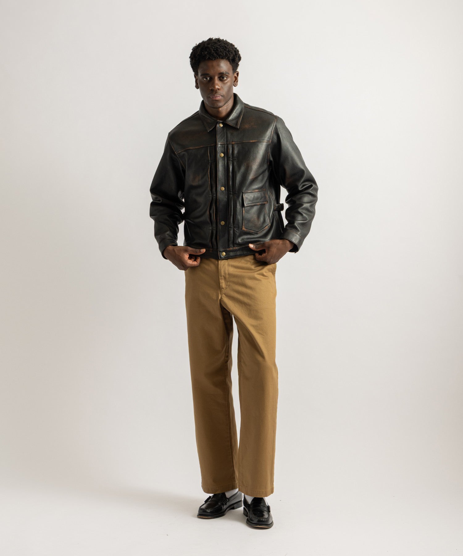 Saturdays NYC Ross Wide Chino Pant in Camel