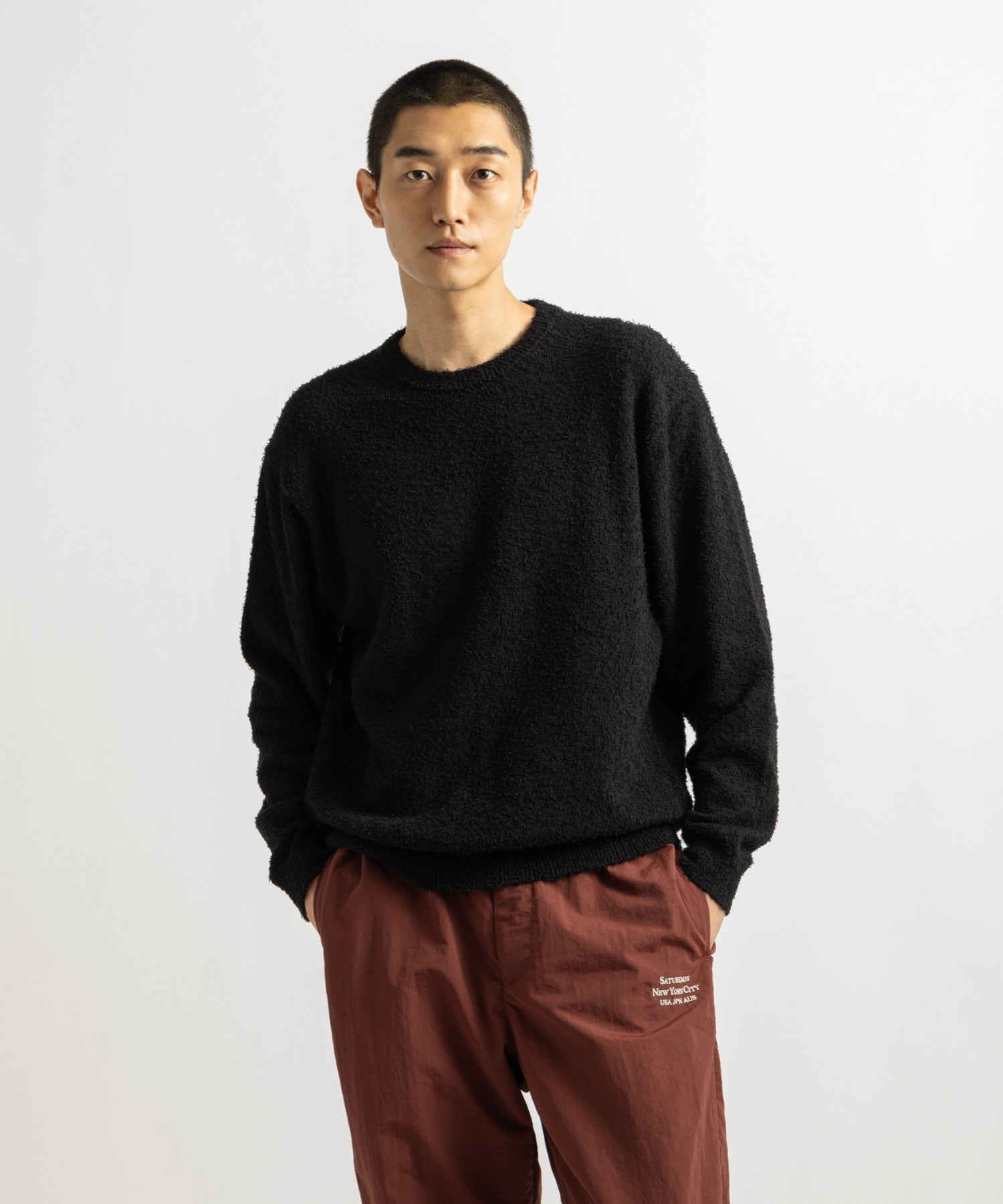 Saturdays NYC Greg Loop Yarn Sweater in Black