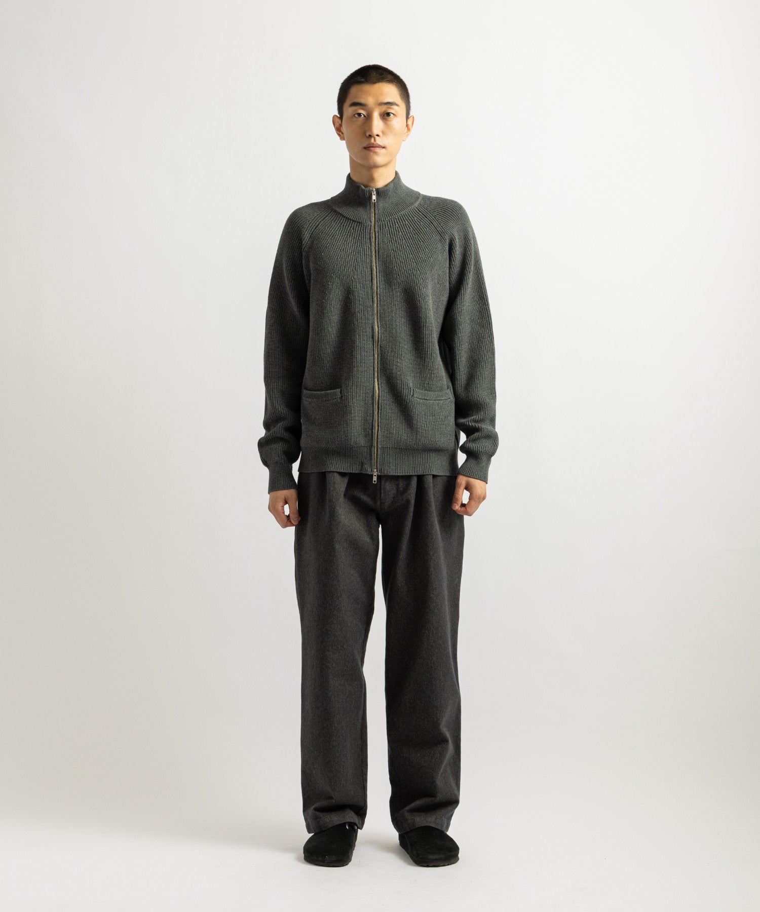 Saturdays NYC Henderson Zip Thru Knit in Gray