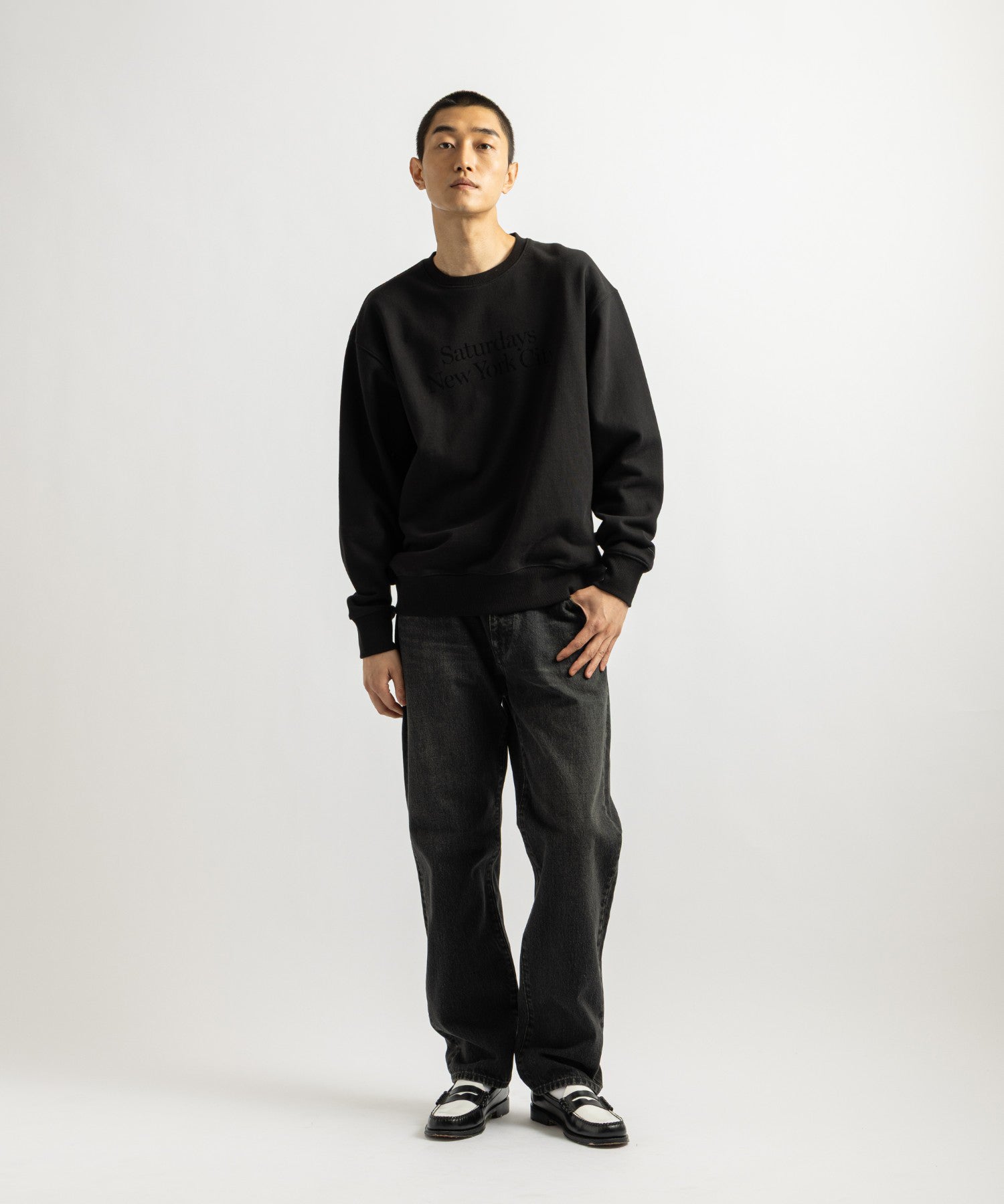 Saturdays NYC Bowery Miller Standard Sweatshirt in Black