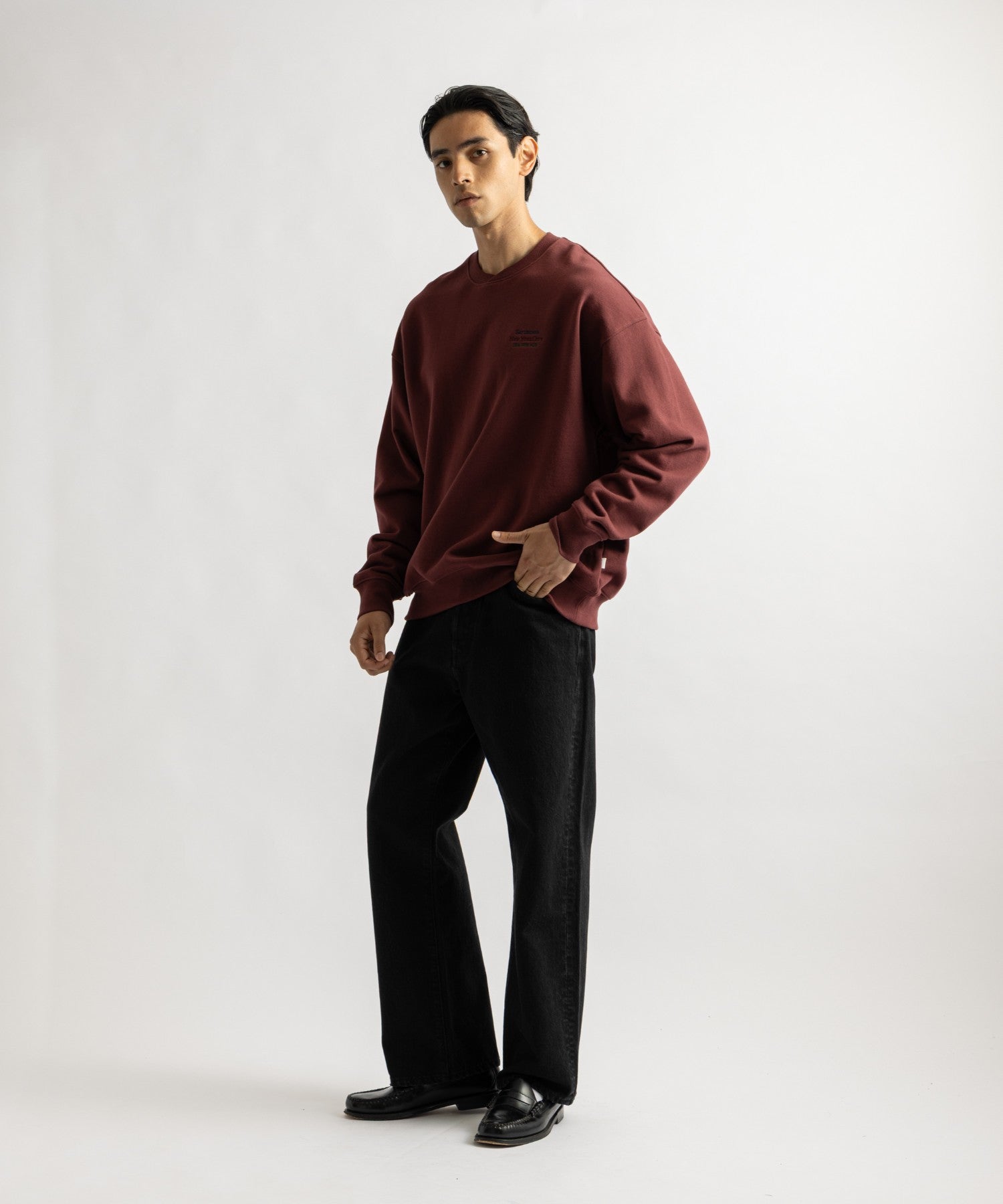 Saturdays NYC Bowery Loofah Collar Sweatshirt in Wine