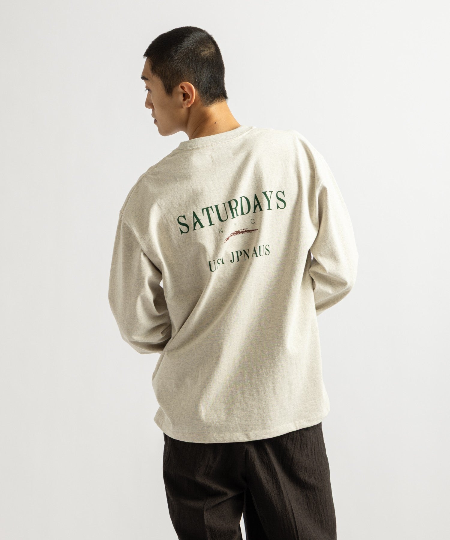 Saturdays NYC Max Weight Vintage Sport Long Sleeve Tee in Light Gray