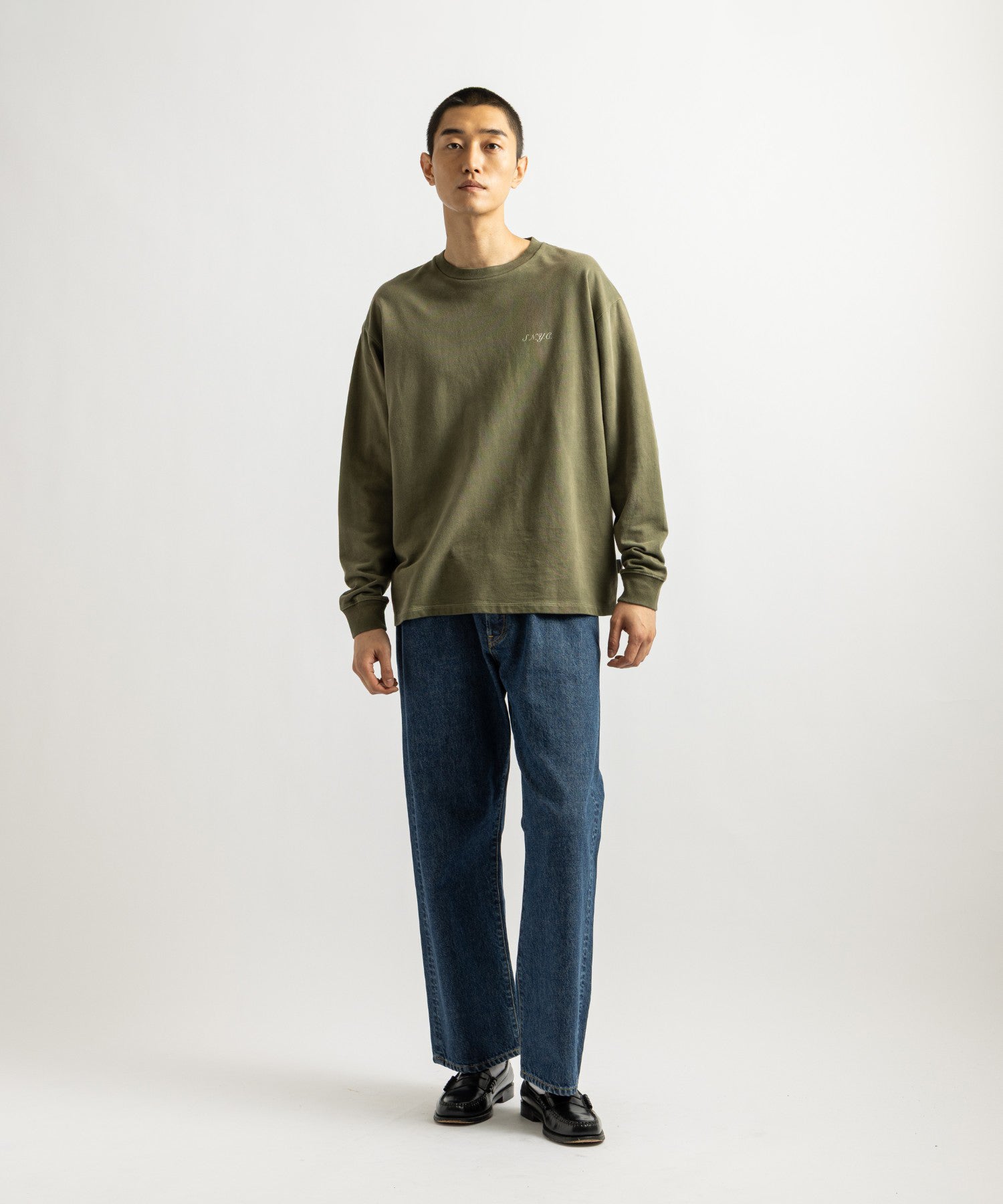 Saturdays NYC S.NYC Terry Long Sleeve Sweatshirt in Olive Green