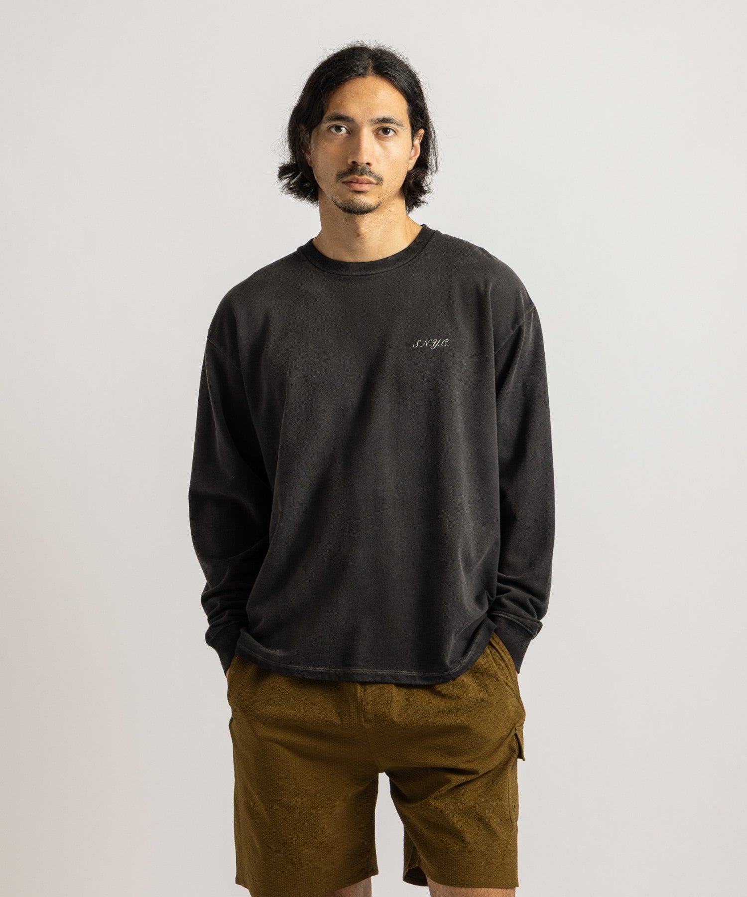 Saturdays NYC S.NYC Terry Long Sleeve Sweatshirt in Charcoal