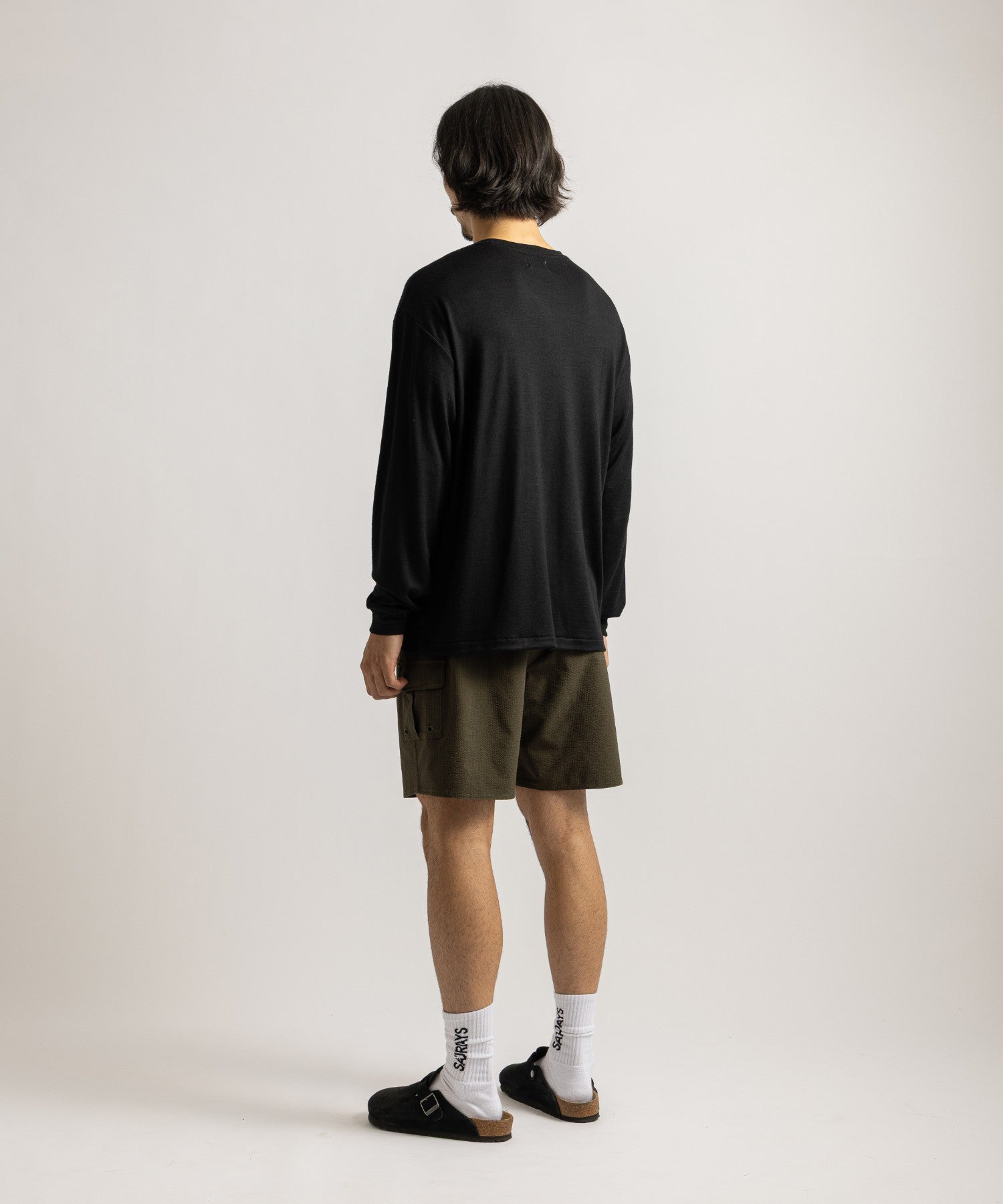Saturdays NYC Lightweight Wool Long Sleeve Tee in Black