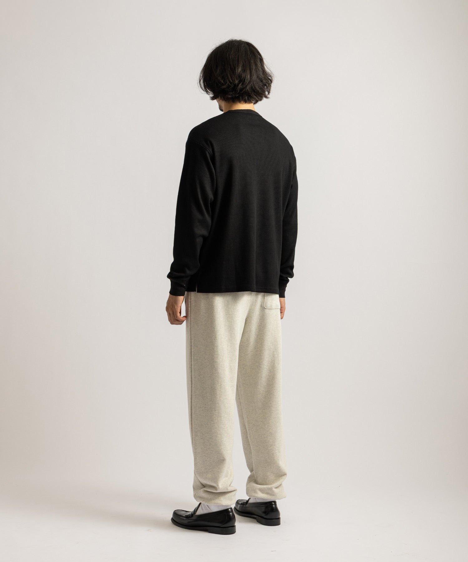Saturdays NYC Alex Waffle Henley Neck Top in Black