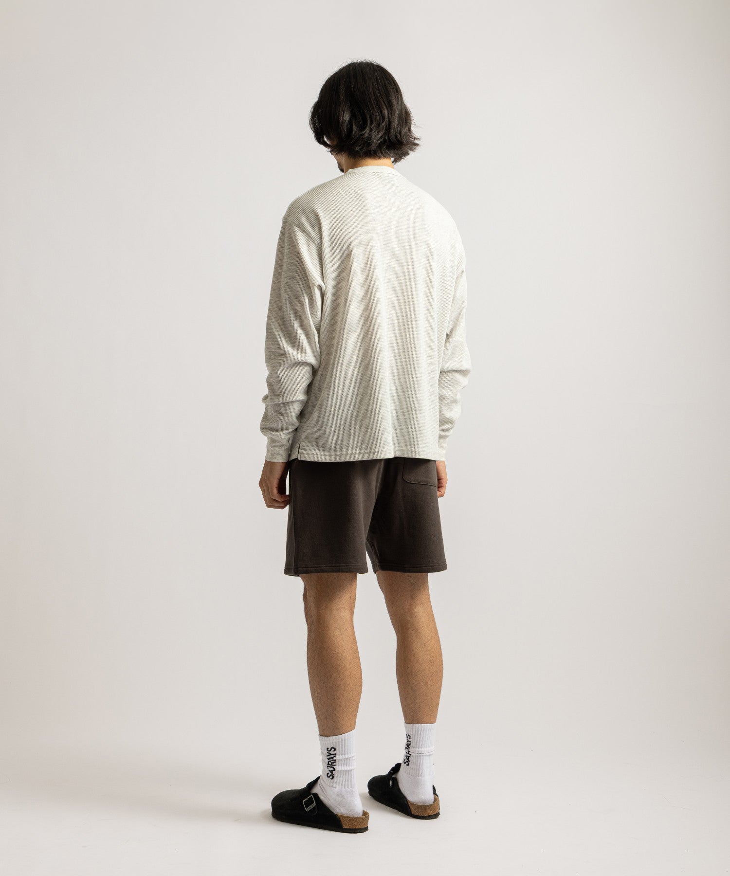 Saturdays NYC Alex Waffle Henley Neck Top in Ivory