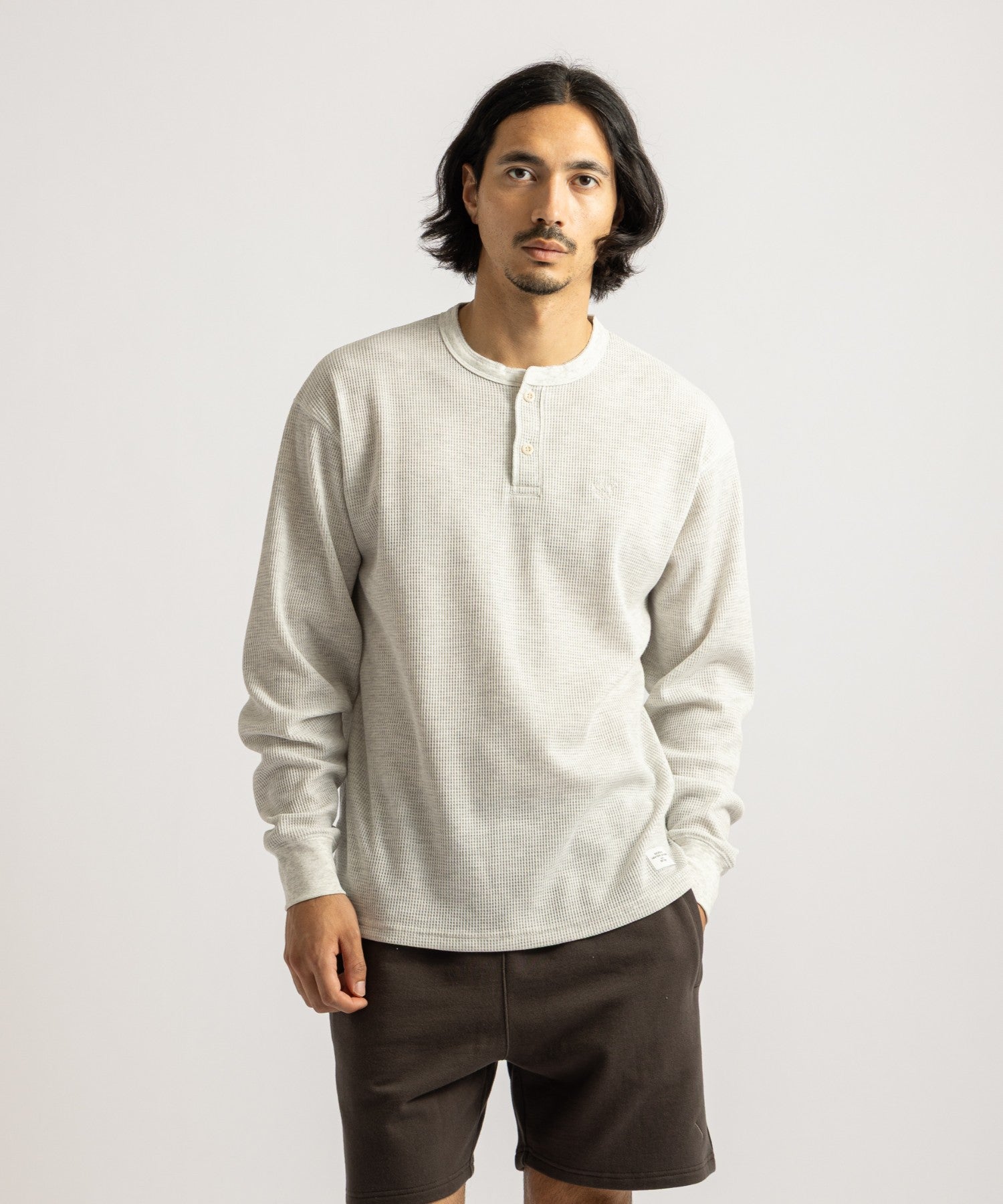 Saturdays NYC Alex Waffle Henley Neck Top in Ivory