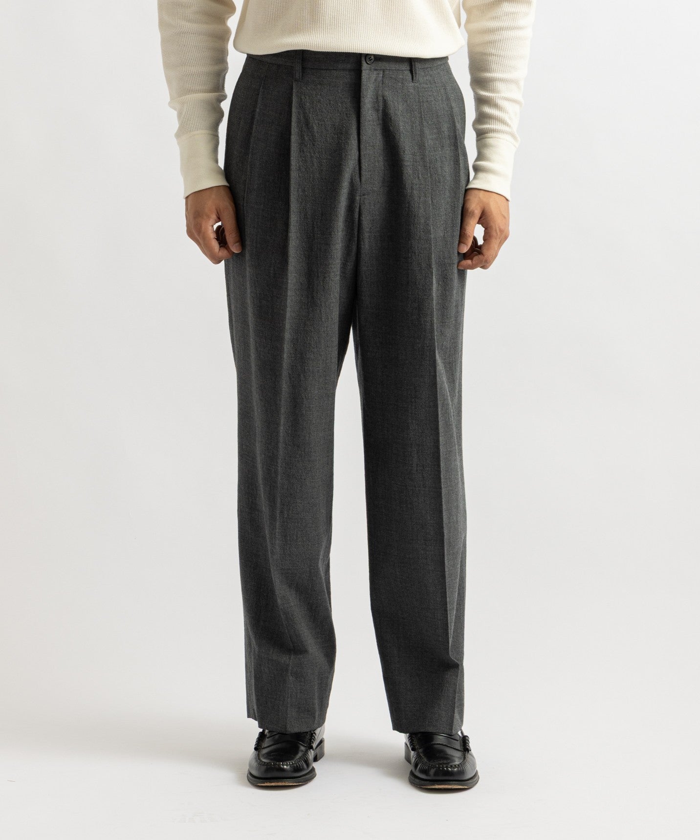 Saturdays NYC George Wool Two Tuck Pant in Gray