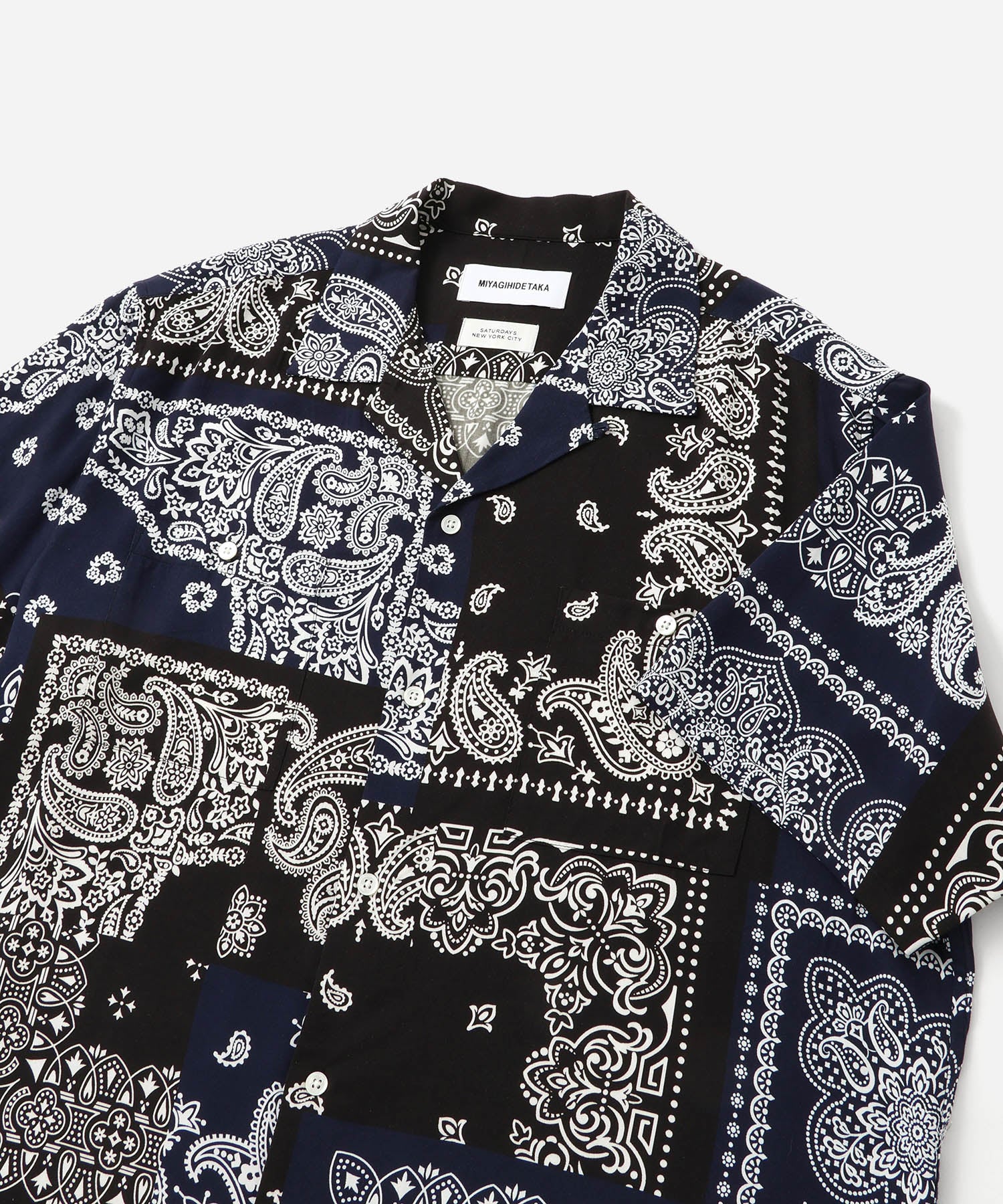 Saturdays NYC MIYAGIHIDETAKA x Saturdays Bandana Short Sleeve Shirt in Navy